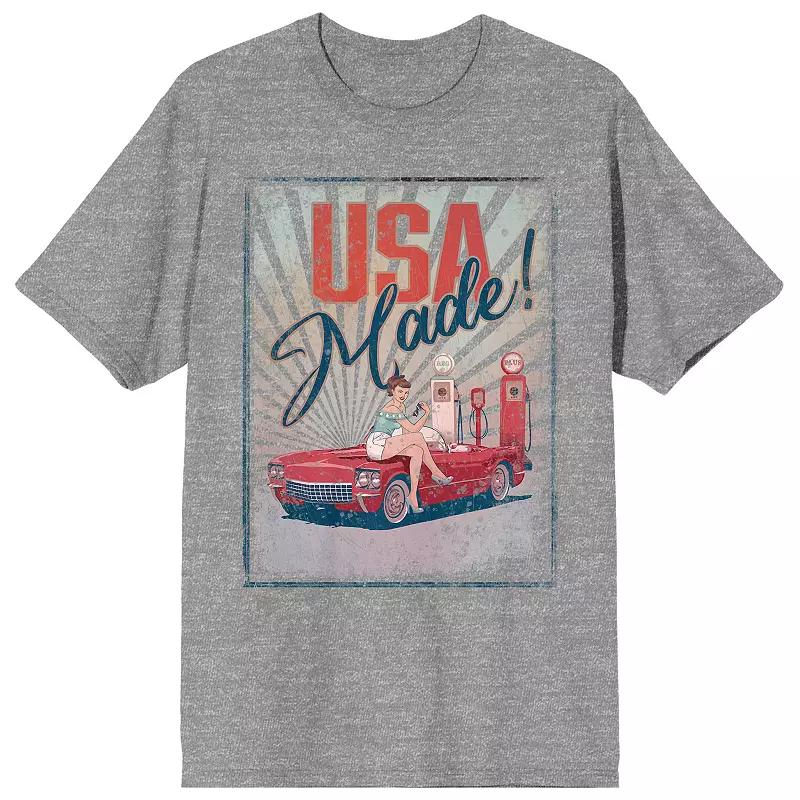 Men's Americana Vintage Car Graphic Tee, Size: XL, Gray Product Image