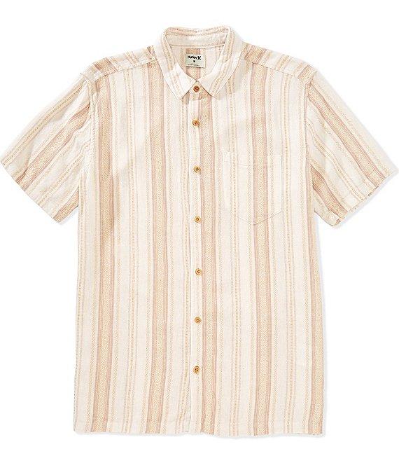 Hurley Oceanside Short Sleeve Striped Woven Linen-Blend Shirt Product Image