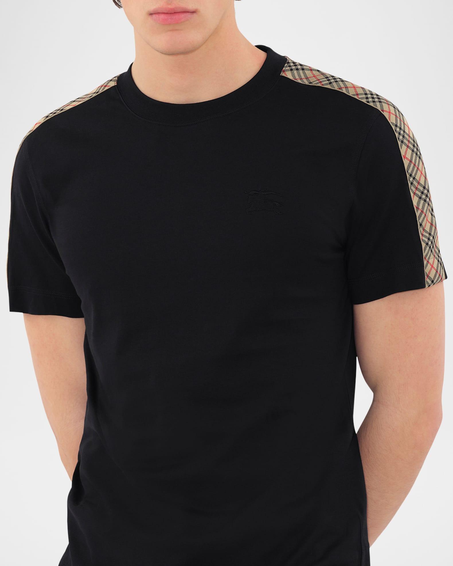 Men's Check-Trim Cotton T-Shirt Product Image