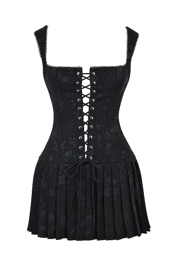 Talia  black pleated mini dress Product Image