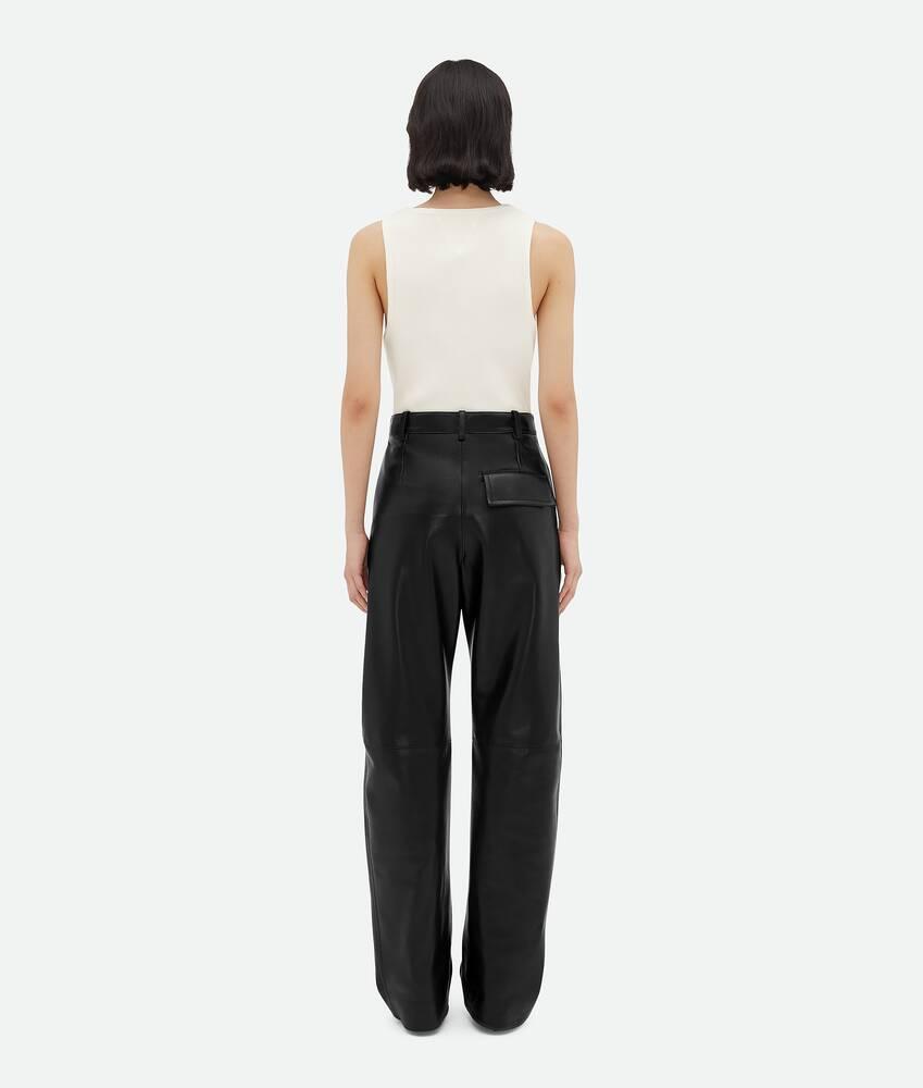 Women's Leather Rounded Leg Trousers in Black Product Image