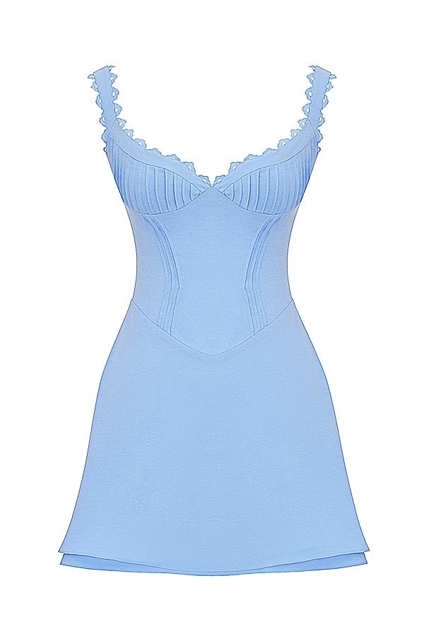 Tilly  blue pin tuck mini dress Product Image