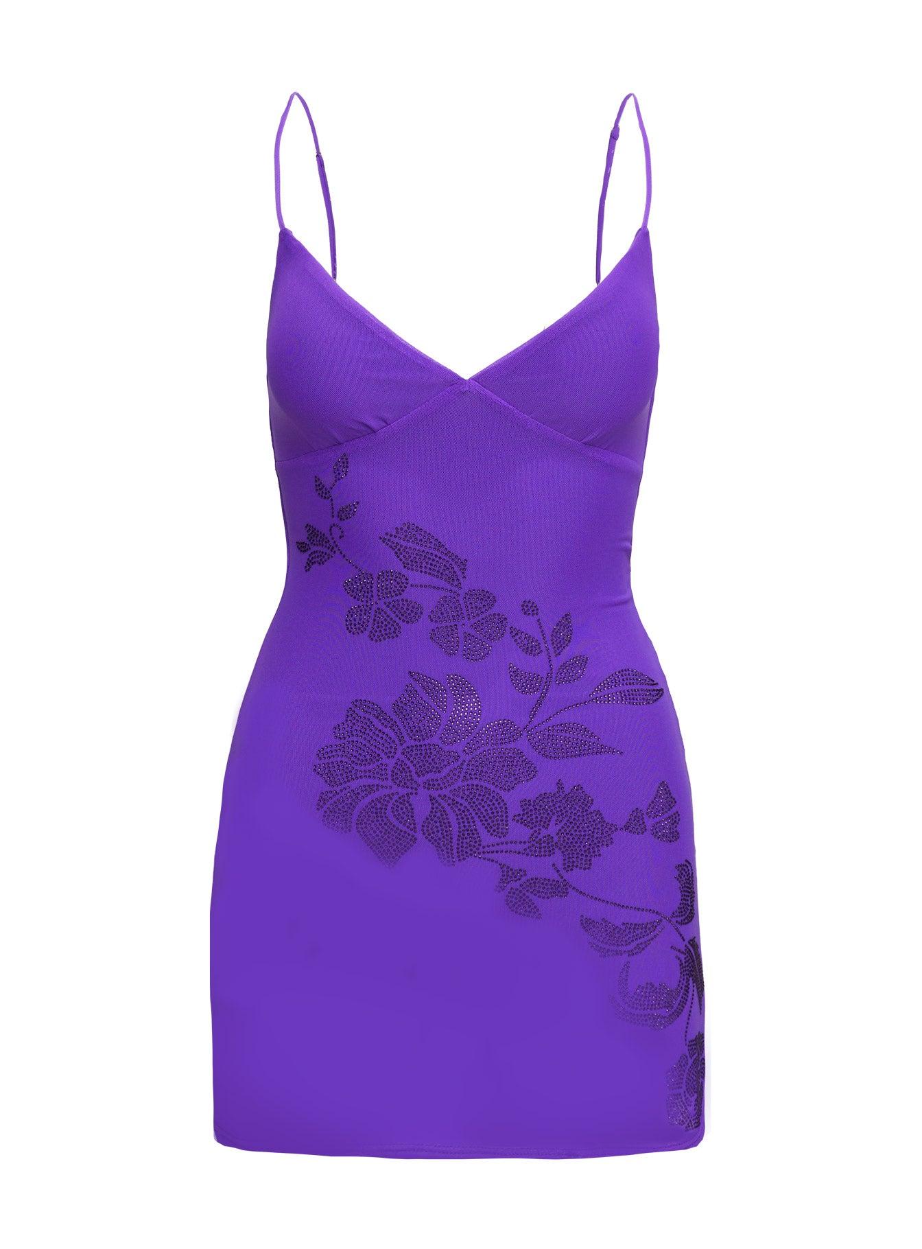 Harlequin Mini Dress Purple Product Image
