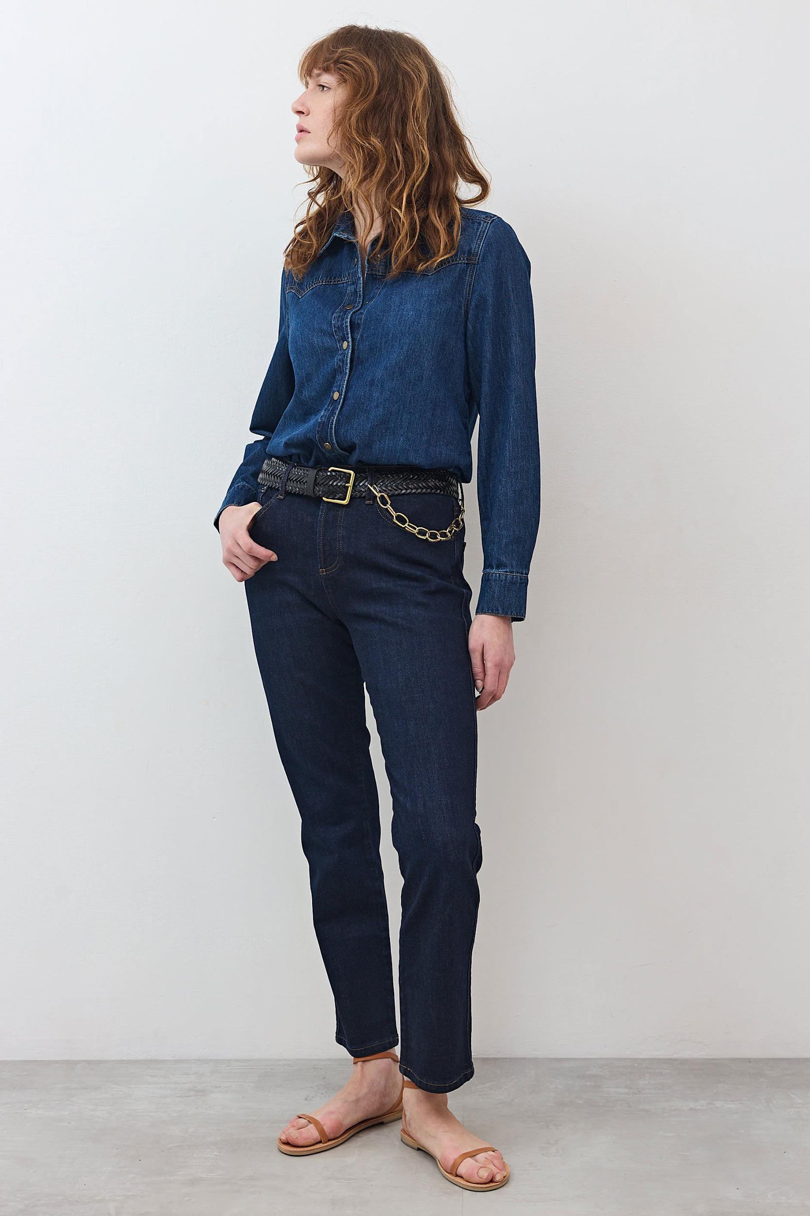 The Petite Crop Mid-Rise Straight Jeans Product Image