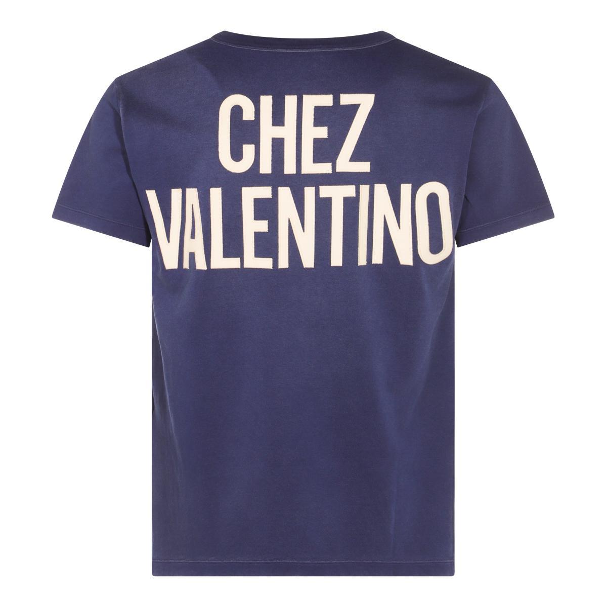 VALENTINO Garavani Navy Cotton T-shirt In Blue Product Image