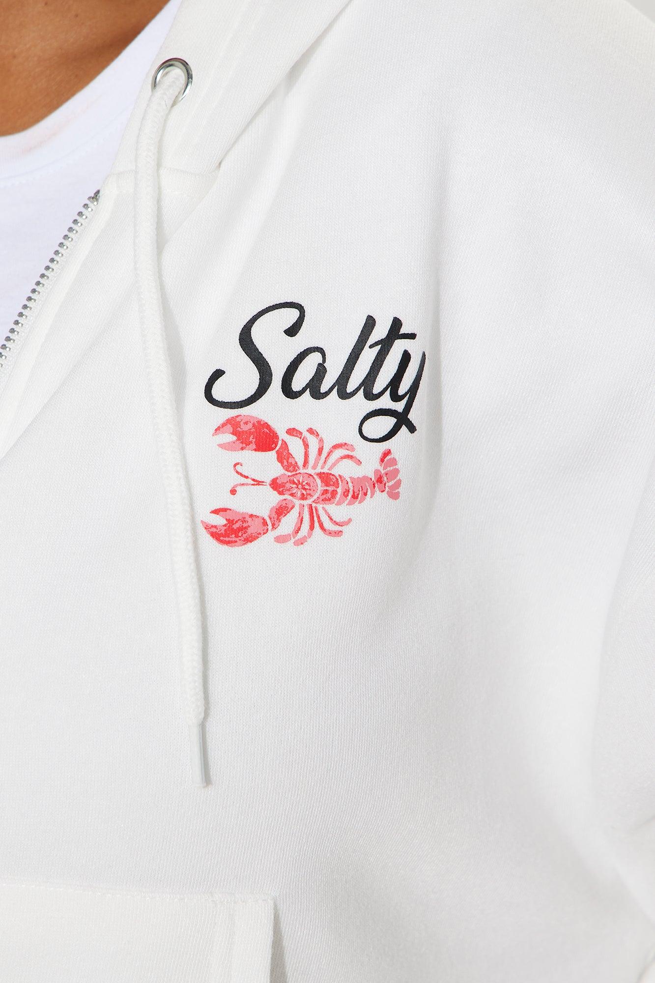 Stay Salty Zip Up Hoodie - Cream Female Product Image