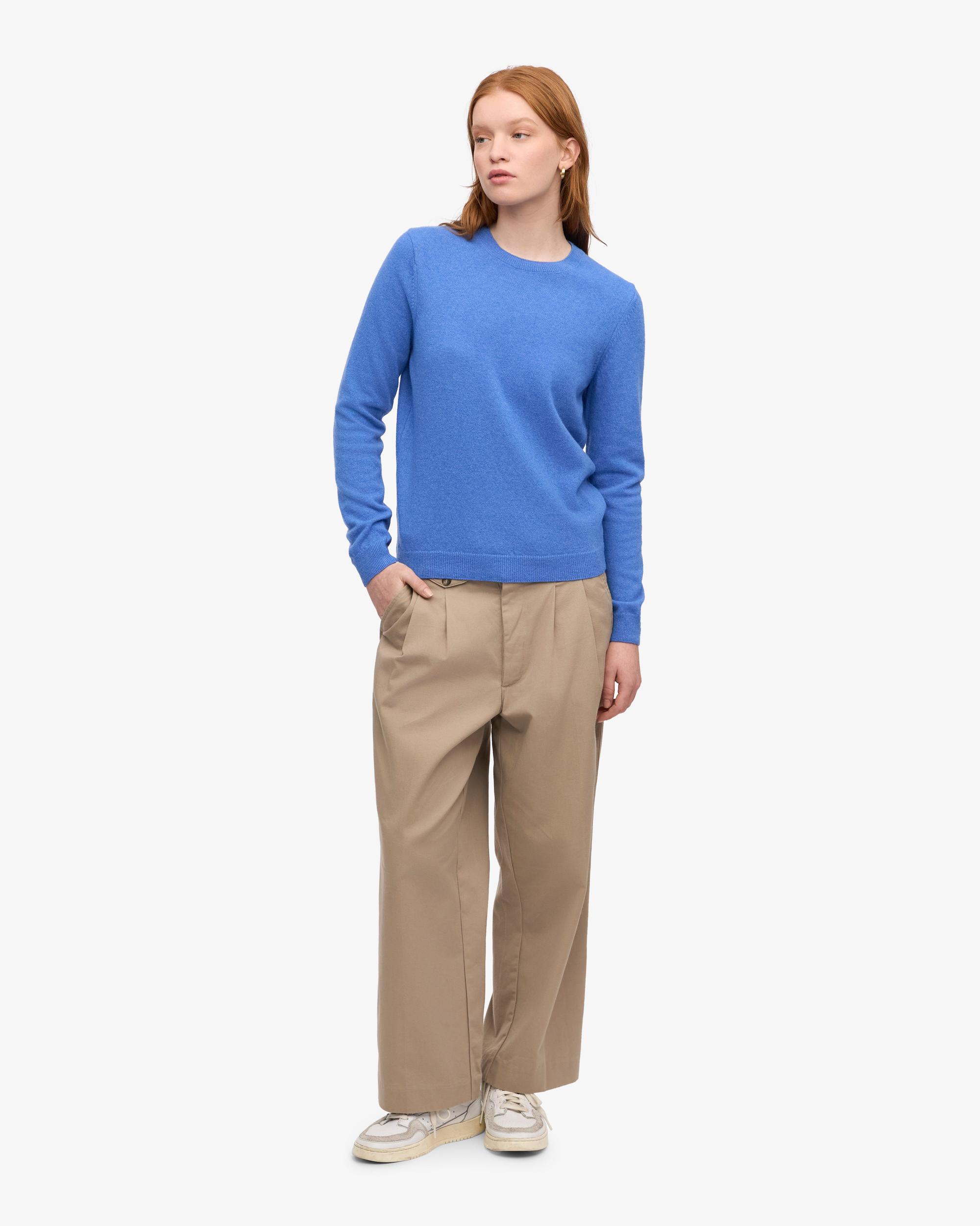 Women Light Merino Wool Crew - Pacific Blue Product Image