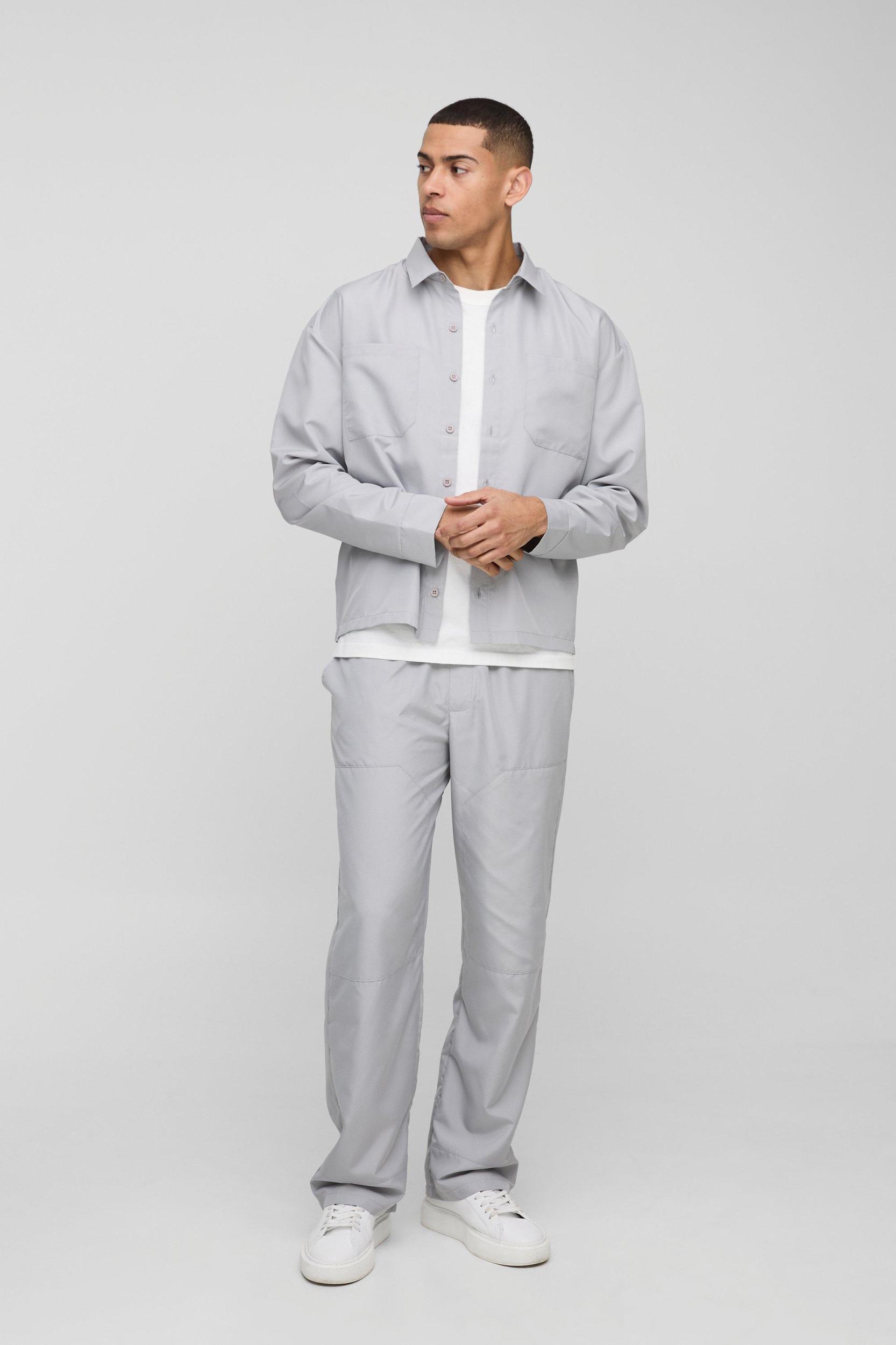 Oversized Ripstop Overshirt & Relaxed Trouser Set | boohooMAN USA Product Image