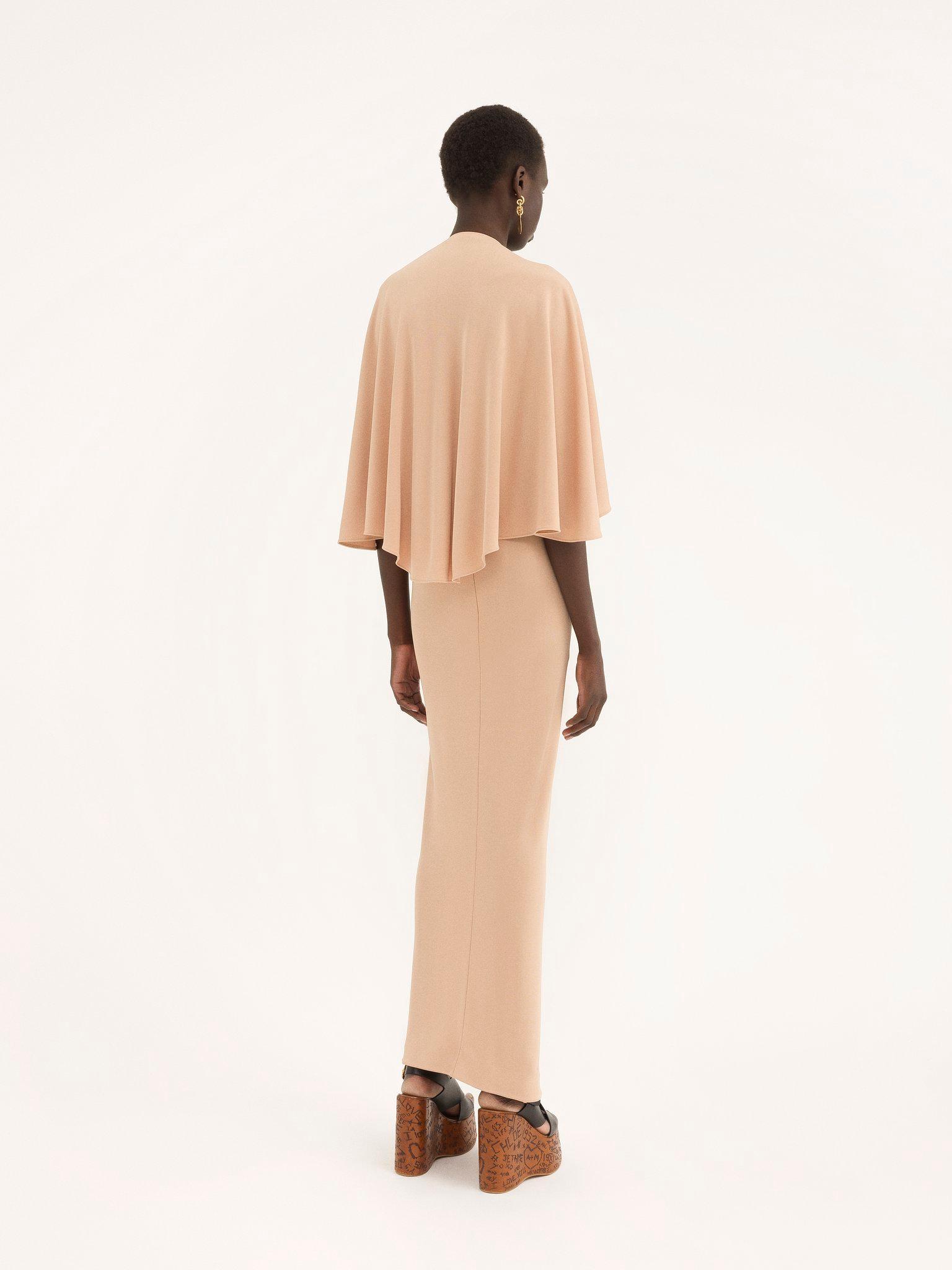 Long cape dress in crêpe jersey Product Image