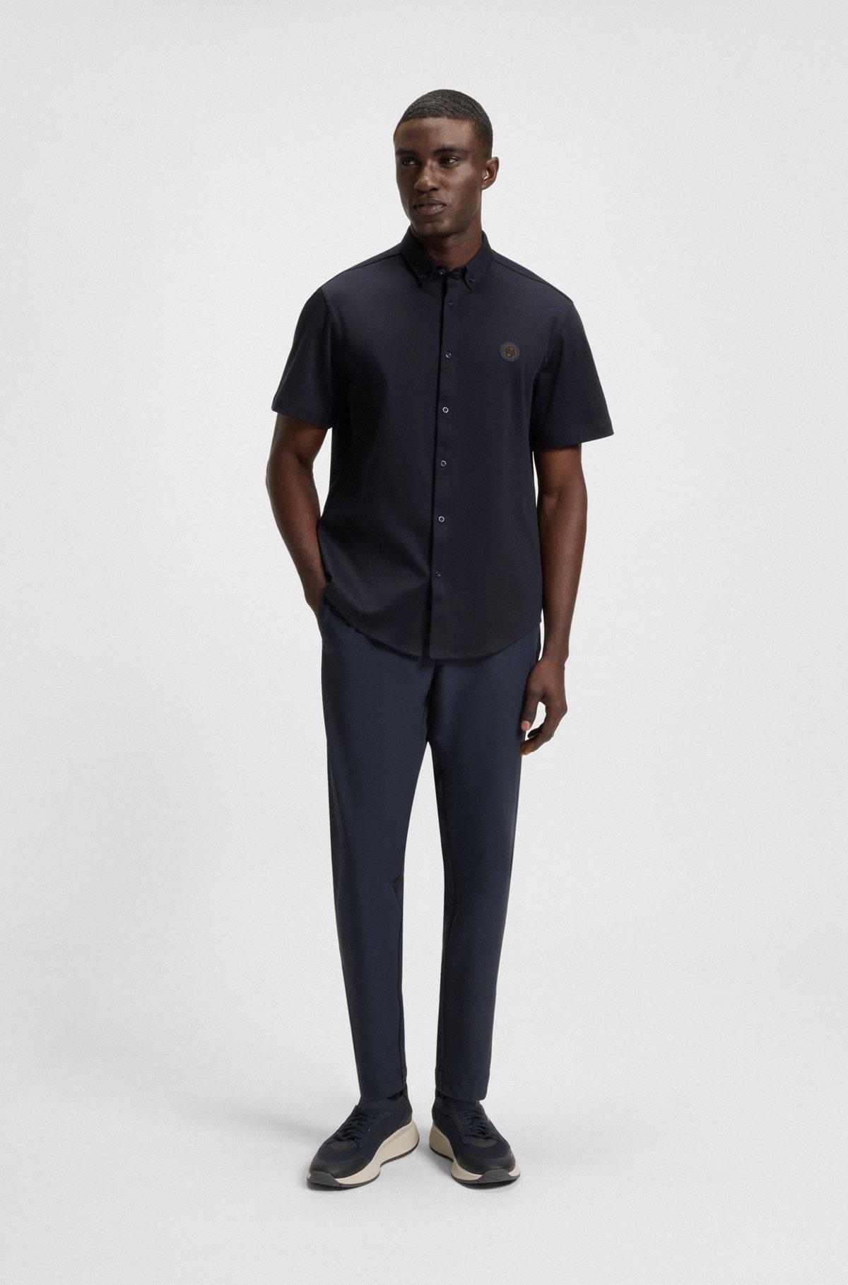 Regular-fit shirt in knitted cotton Product Image