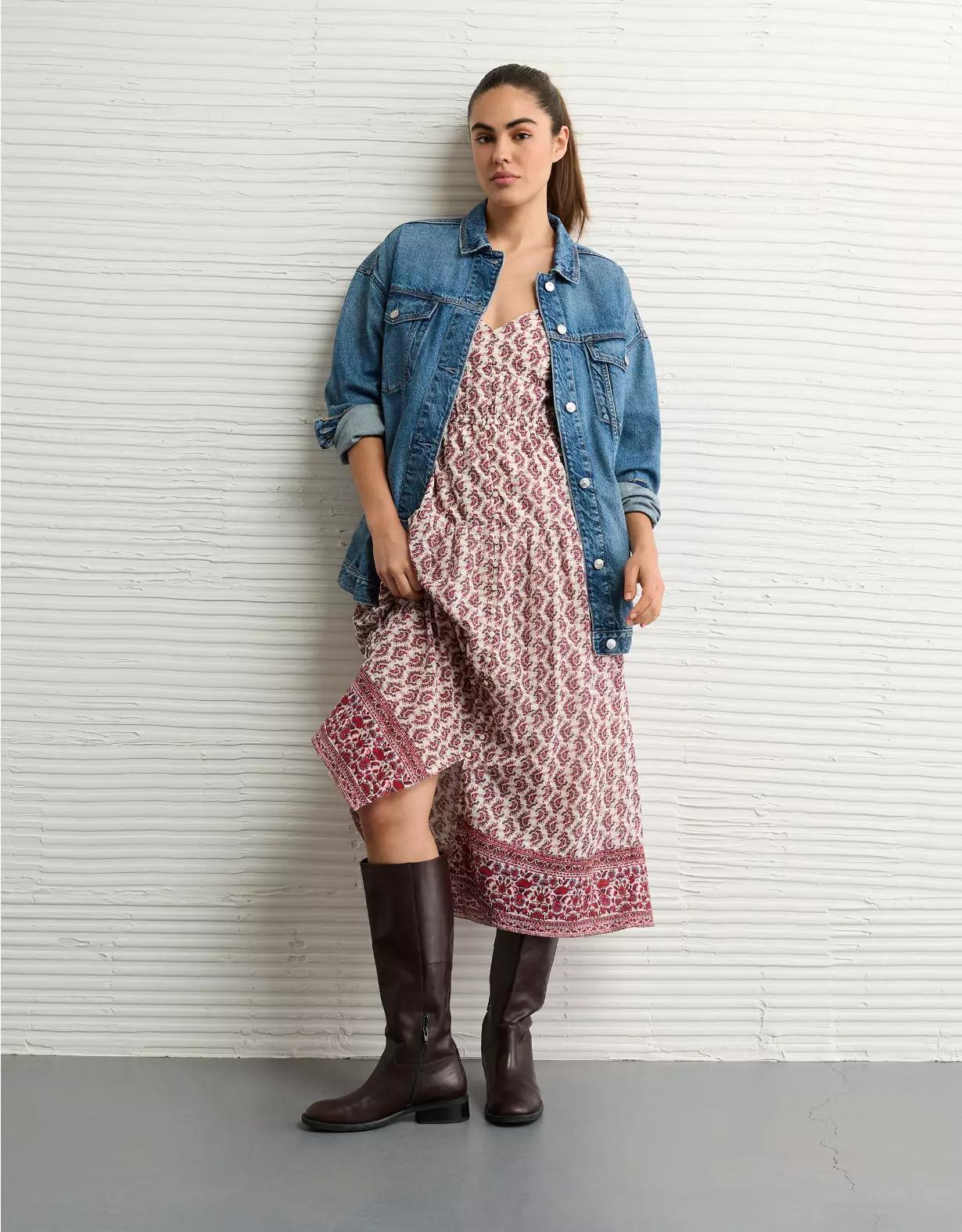 AE V-Neck Side Tie Midi Dress Product Image