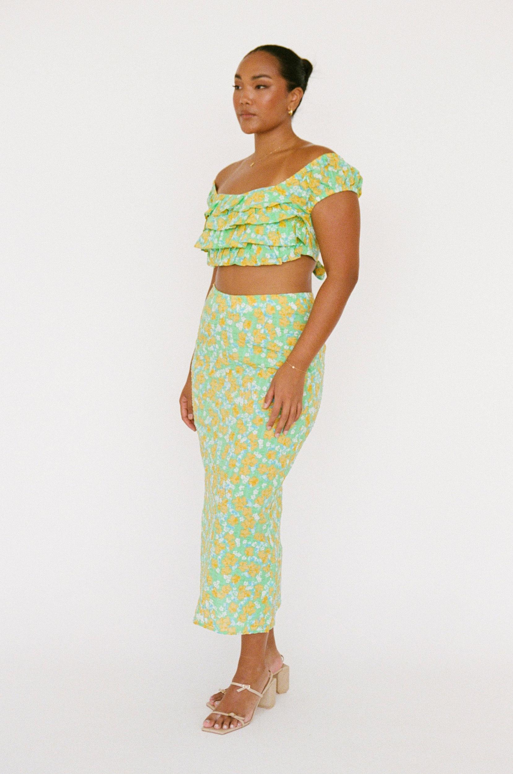 Brielle Midi Skirt - Green Product Image