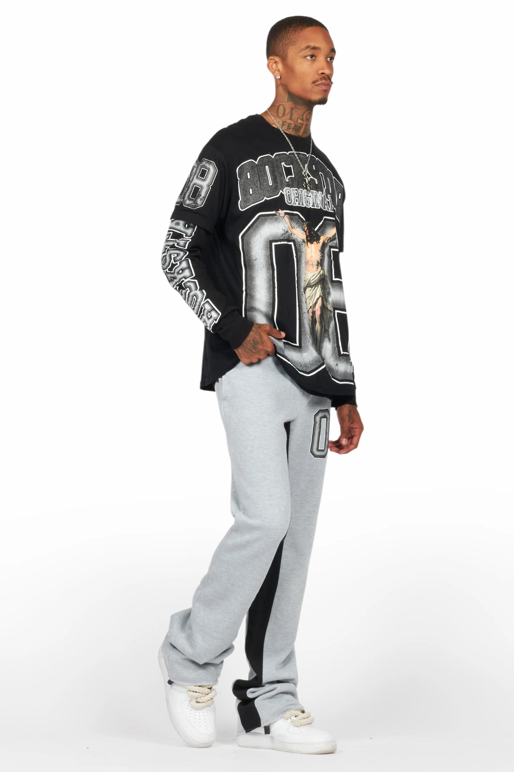 Fields Black/Grey Double Layer T-Shirt/Baggy Pant Set Male Product Image