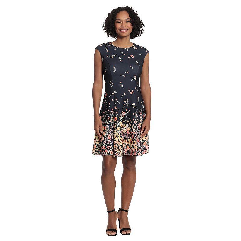 Petite London Times Floral Cap Sleeve Fit & Flare Dress, Women's,  Product Image