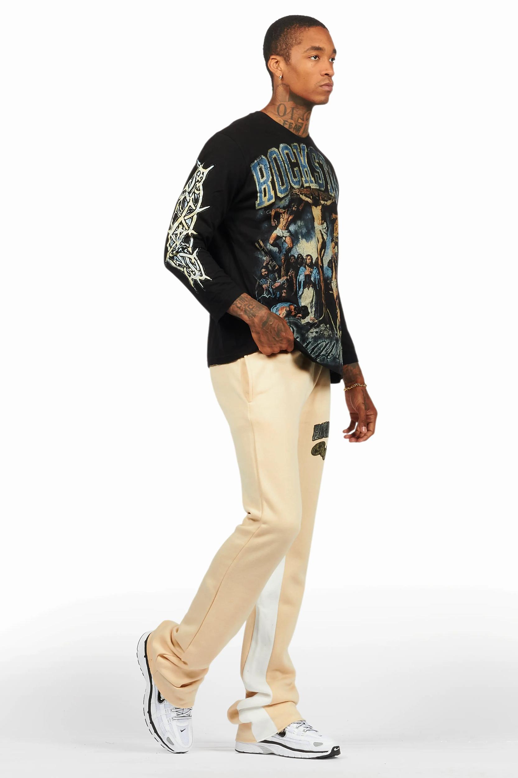 Waller Black/Burgundy Long Sleeve T-Shirt/Baggy Pant Set Male Product Image