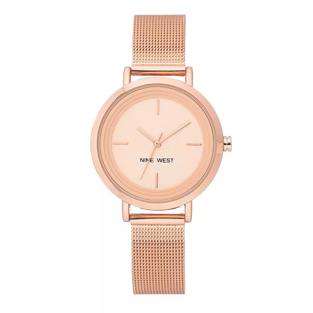 Nine West Women's Rose Gold Tone Mesh Bracelet Watch,  Product Image