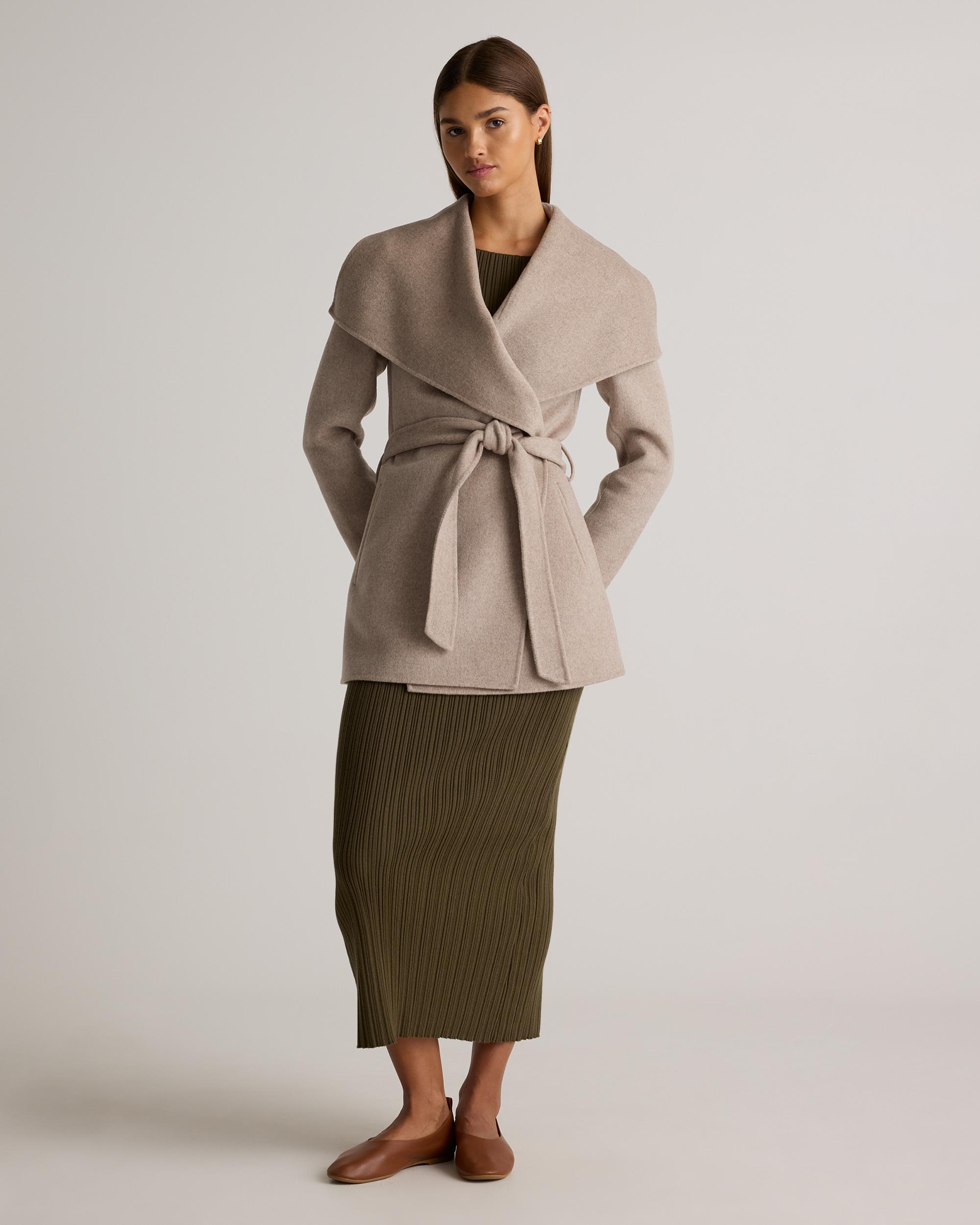 Quince | Women's Double-Faced Merino Wool Draped Collar Short Wrap Coat Product Image