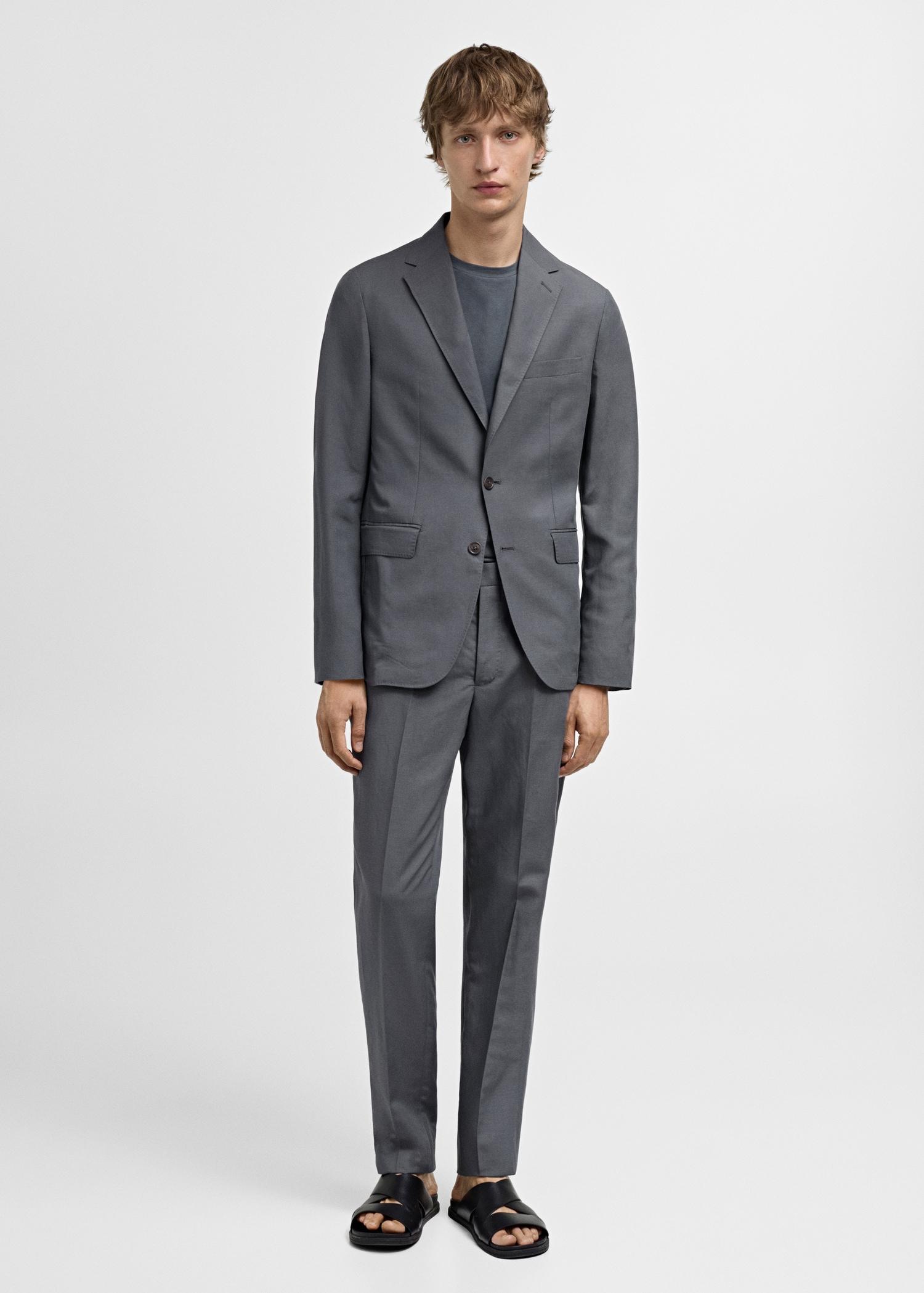 Slim-fit linen-blend suit pants - Men | MANGO USA Product Image