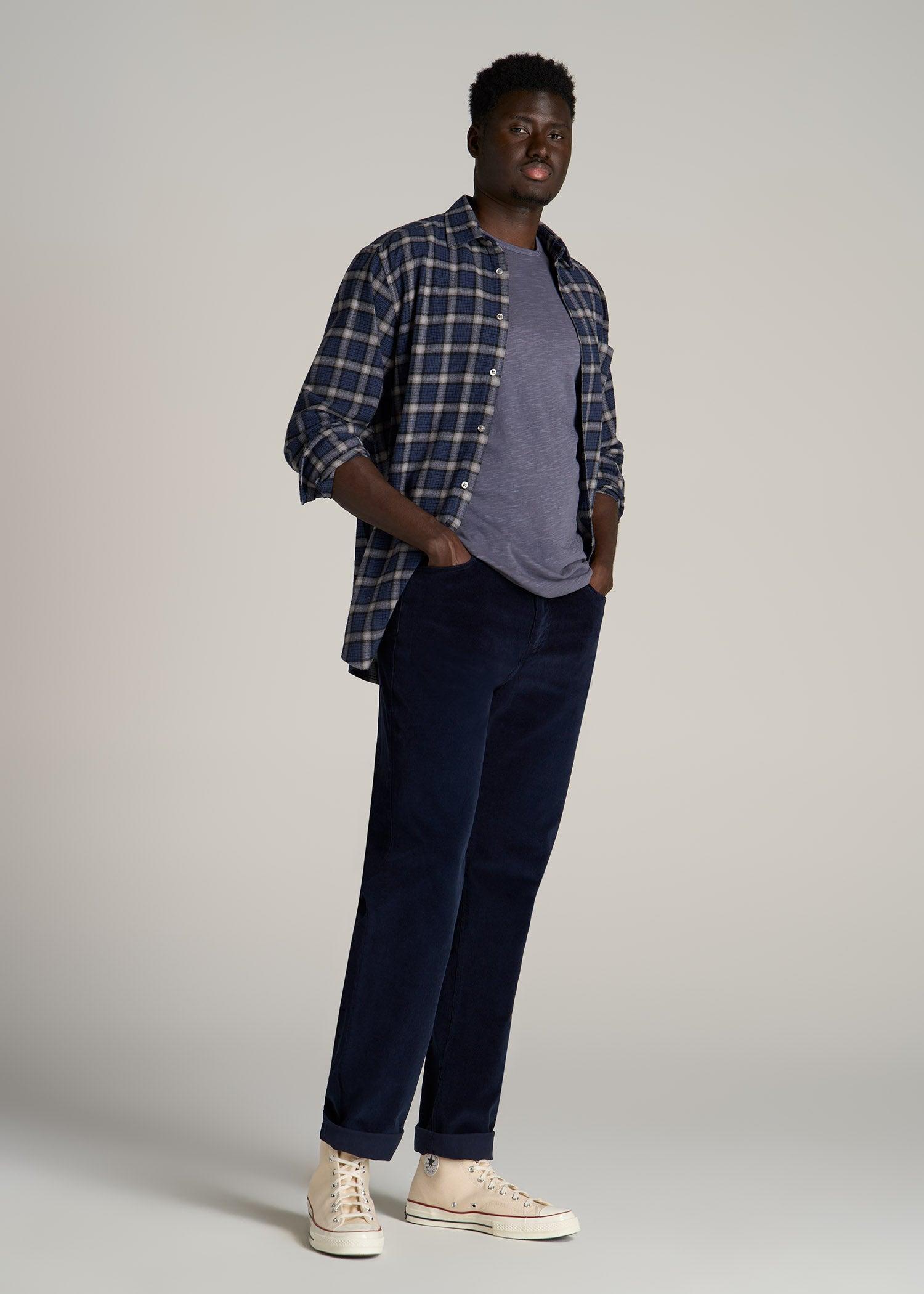 REGULAR-FIT Slub Tee for Tall Men in Grey Blue Male Product Image