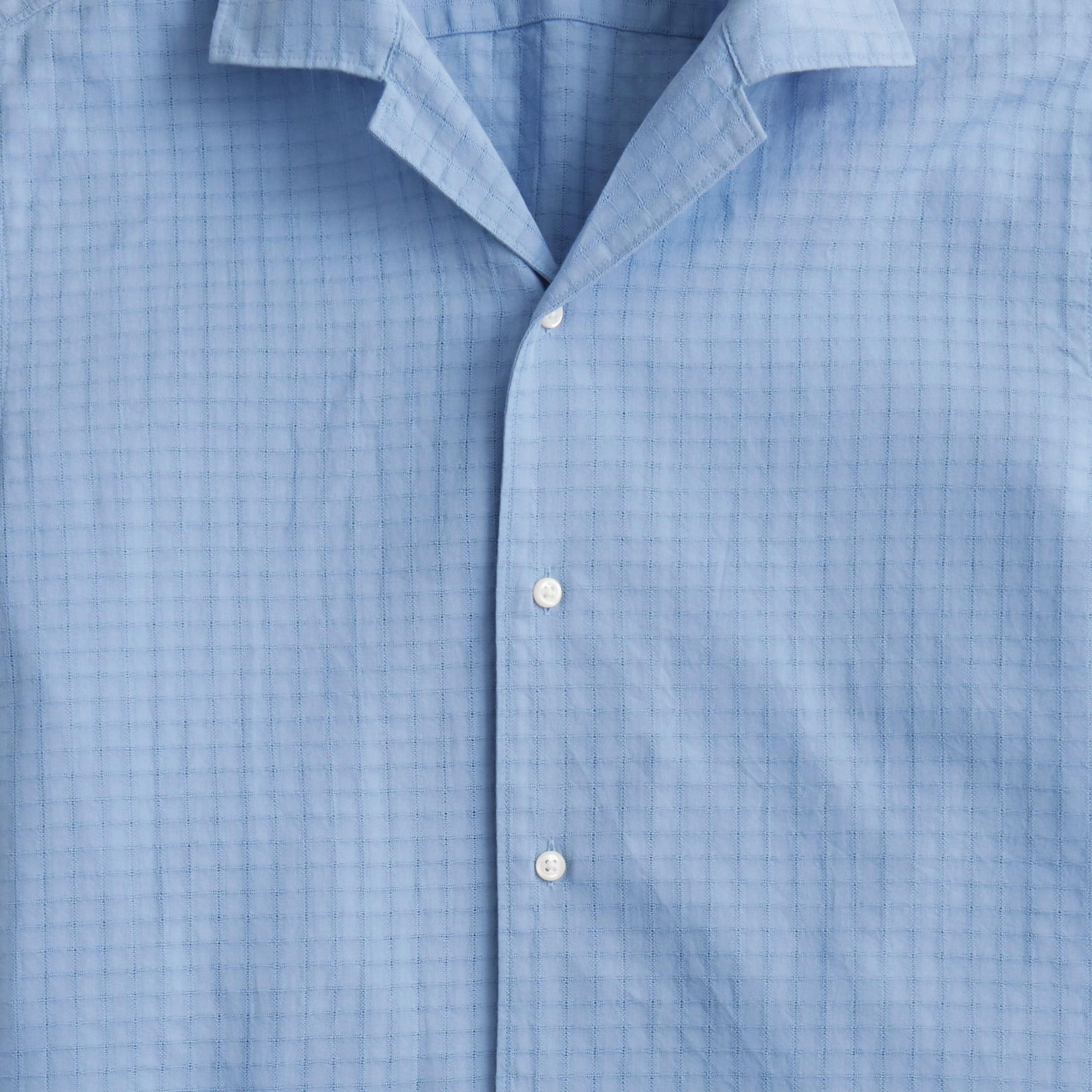 Short-sleeve cotton dobby camp-collar shirt Product Image