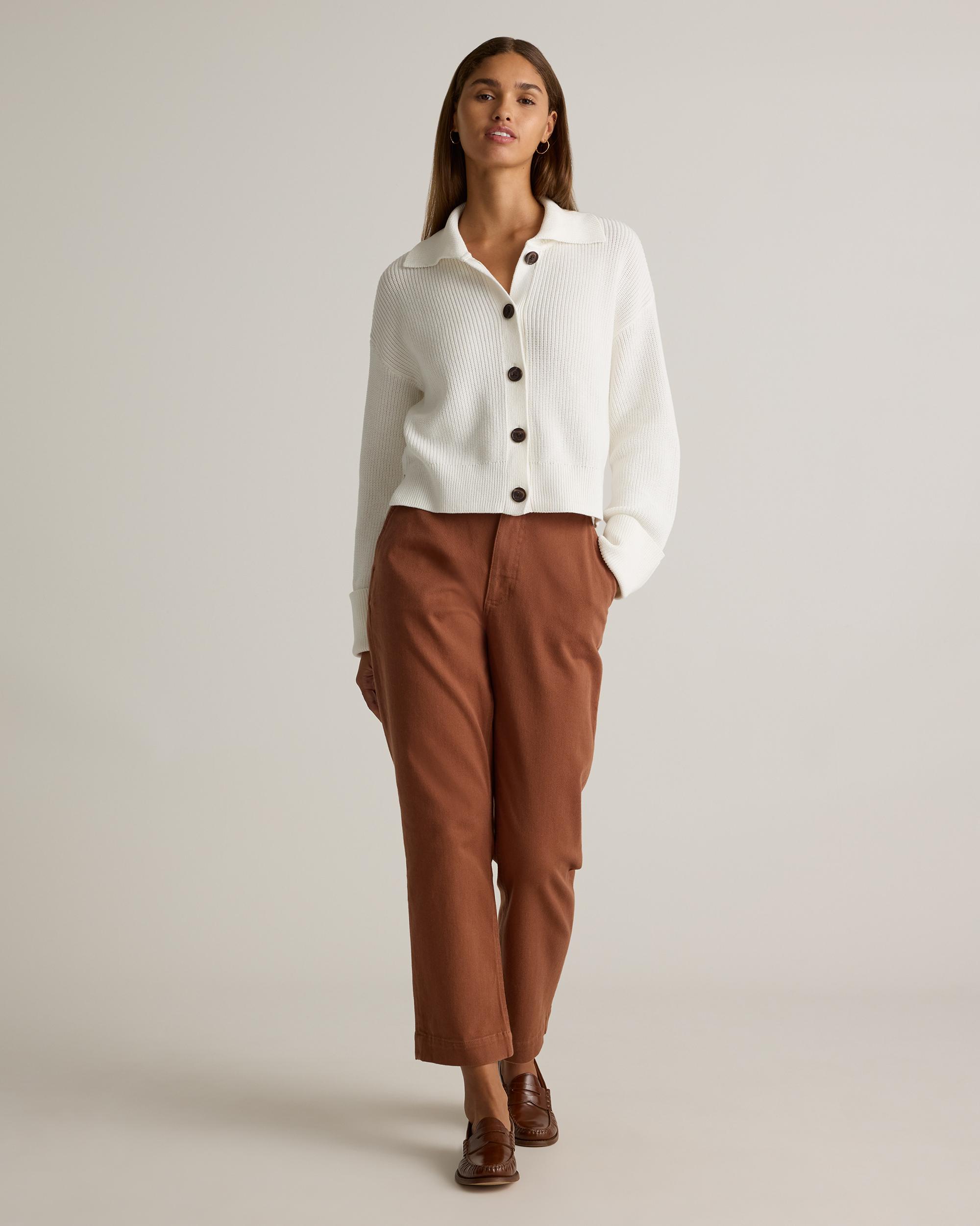 Quince | Women's Organic Stretch Cotton Twill Straight Leg Cropped Pants Organic Cotton Product Image