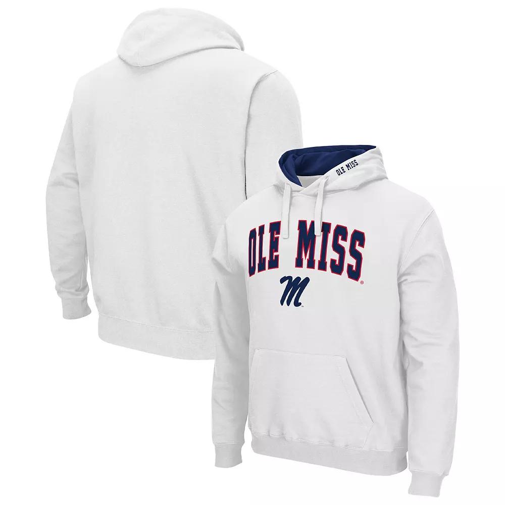 Men's Colosseum White Ole Miss Rebels Arch & Logo 3.0 Pullover Hoodie, Size: 2XL Product Image