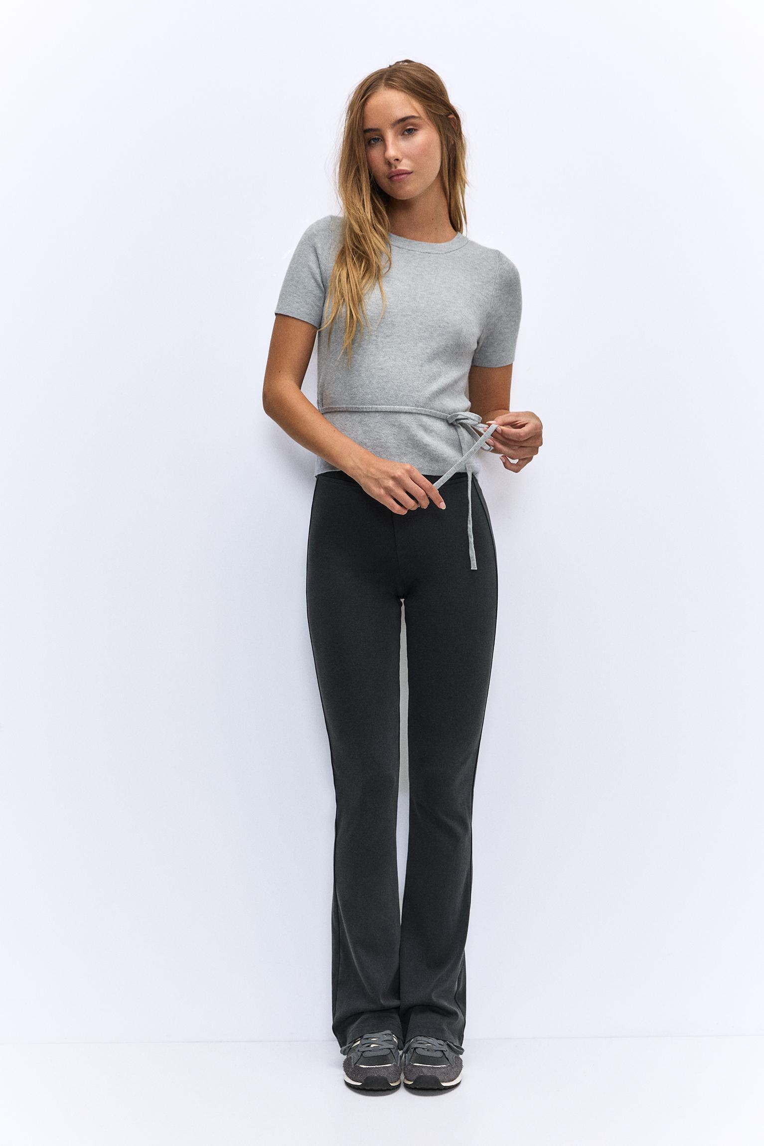 Flared pants with wide waistband Product Image