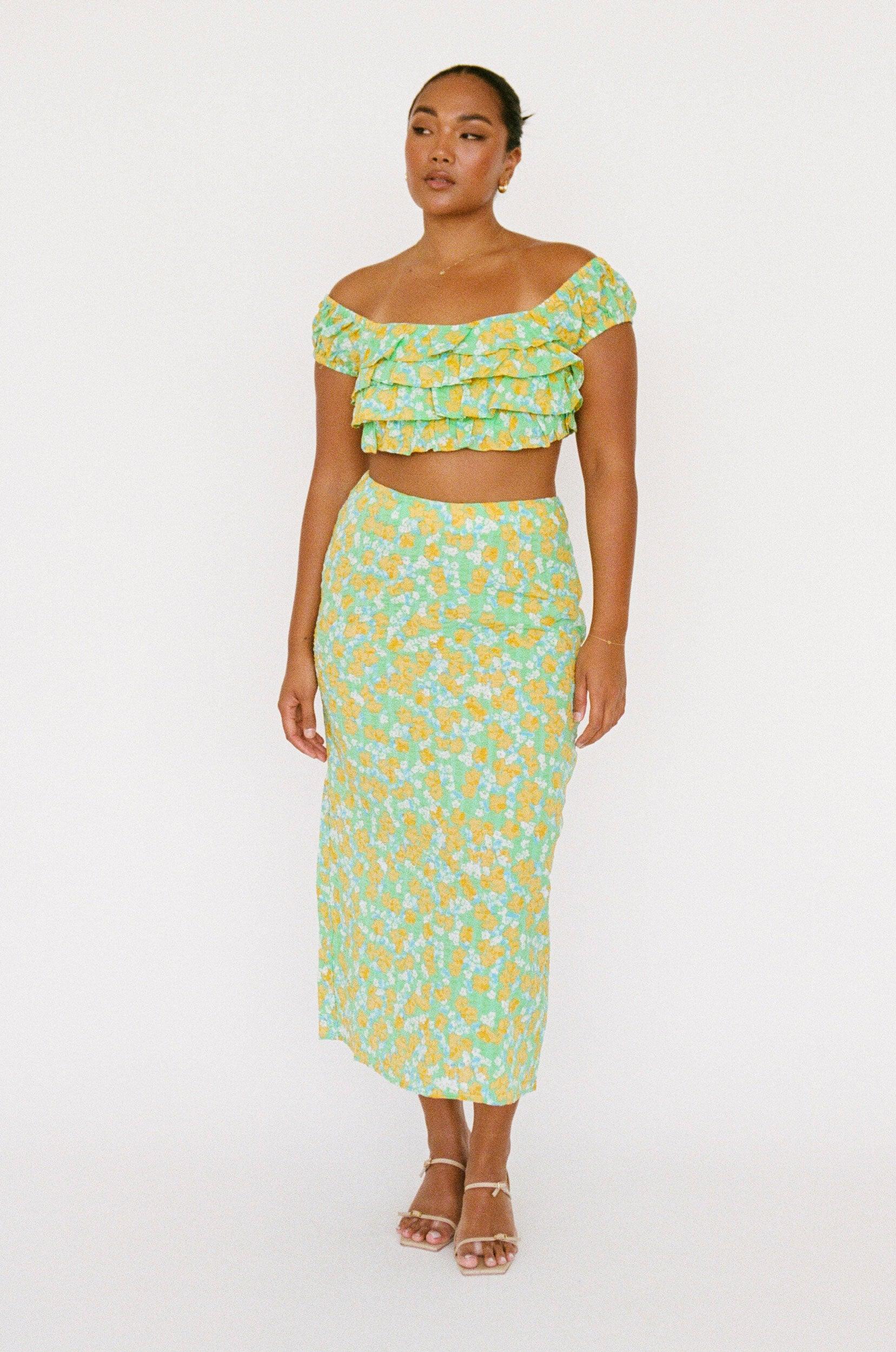 Brielle Midi Skirt - Green Product Image