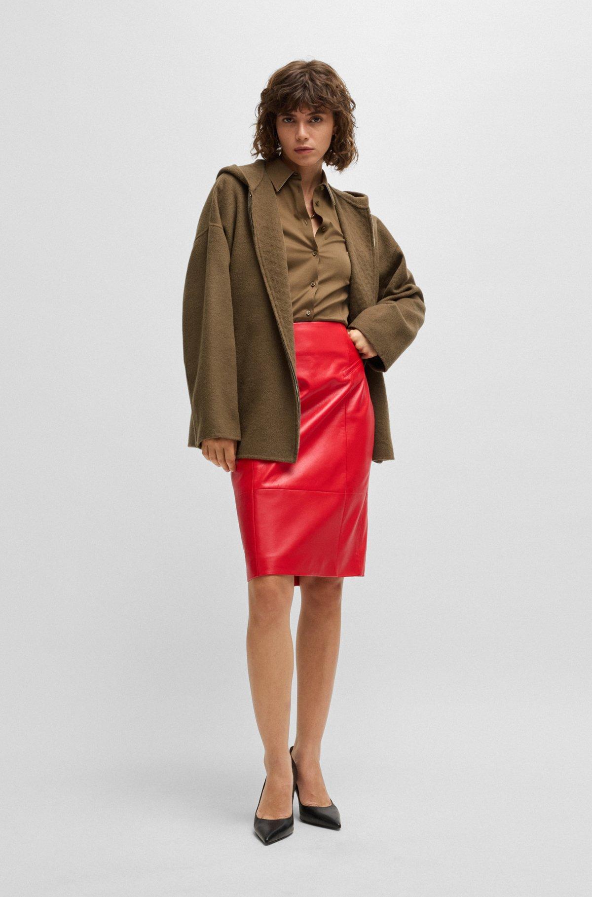 Hooded coat in double-faced wool Product Image