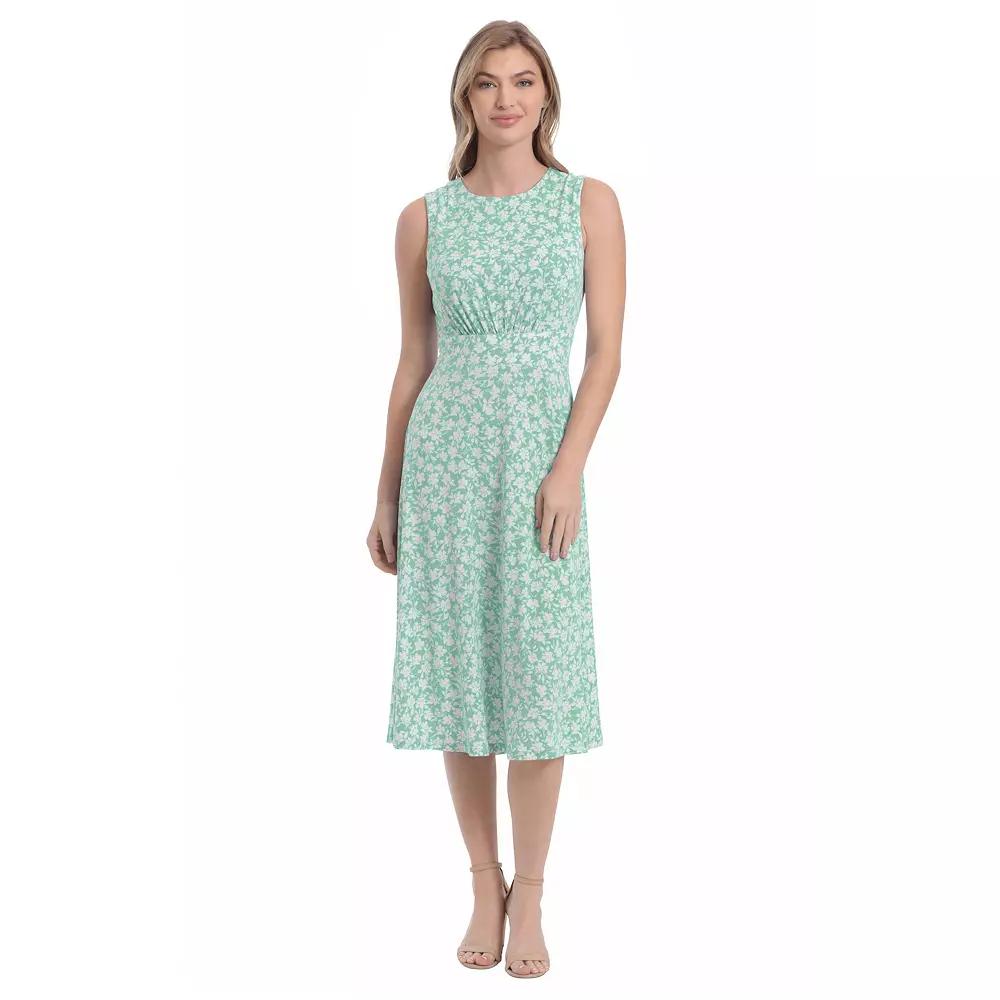 Women's London Times Inset Waist Print Midi Dress,  Product Image