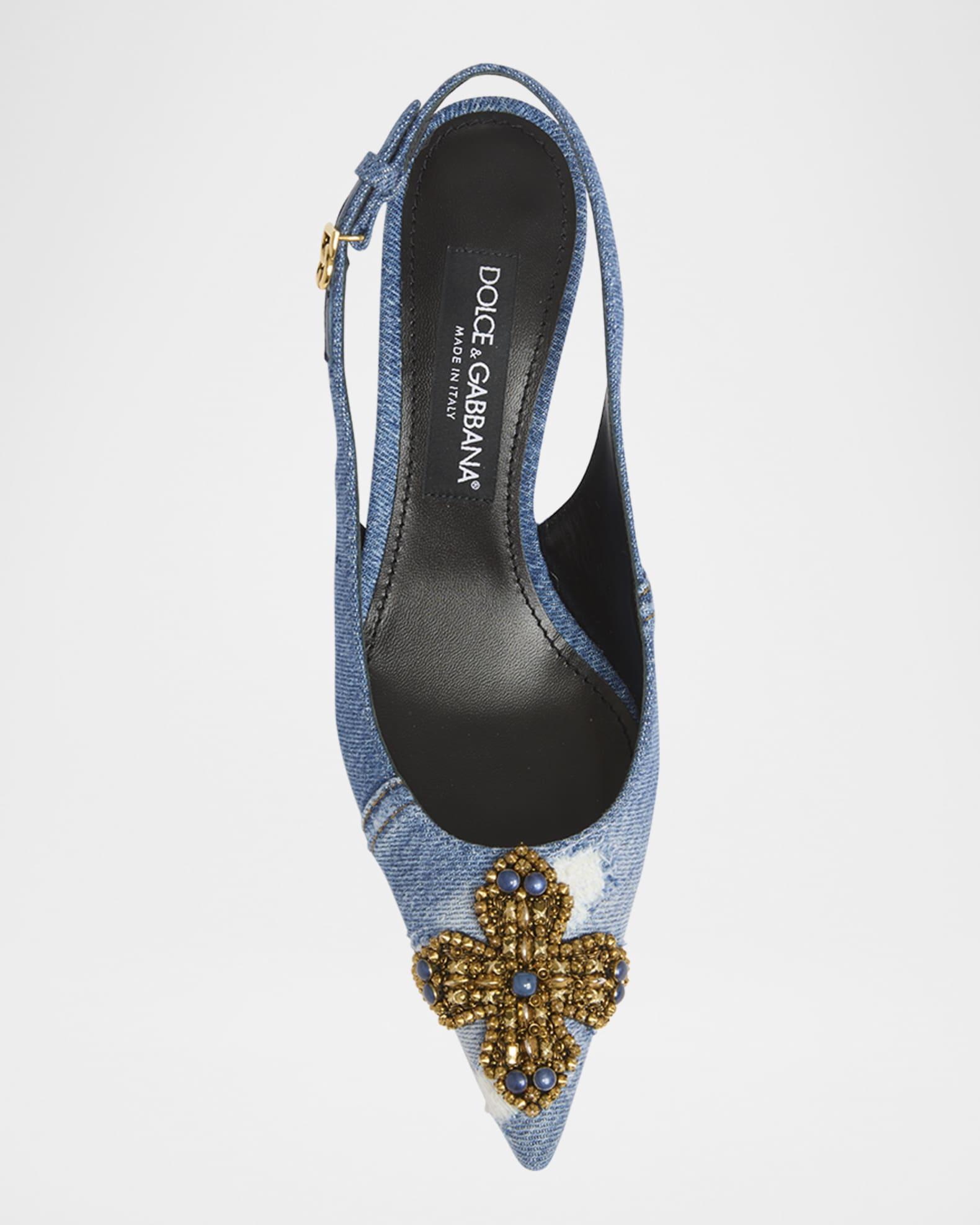 Cross Denim Slingback Pumps Product Image
