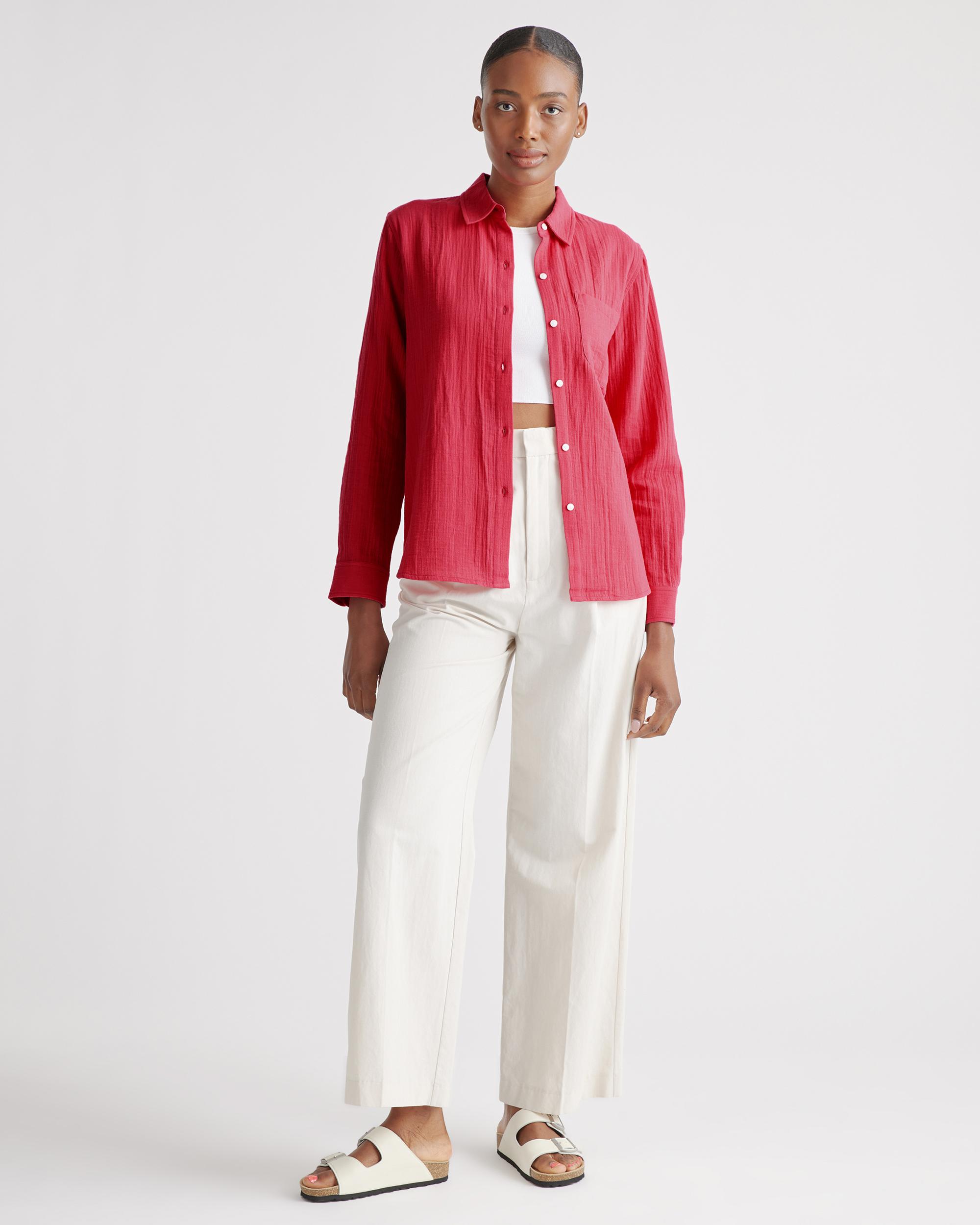 Quince | Women's Gauze Long Sleeve Shirt Organic Cotton Product Image