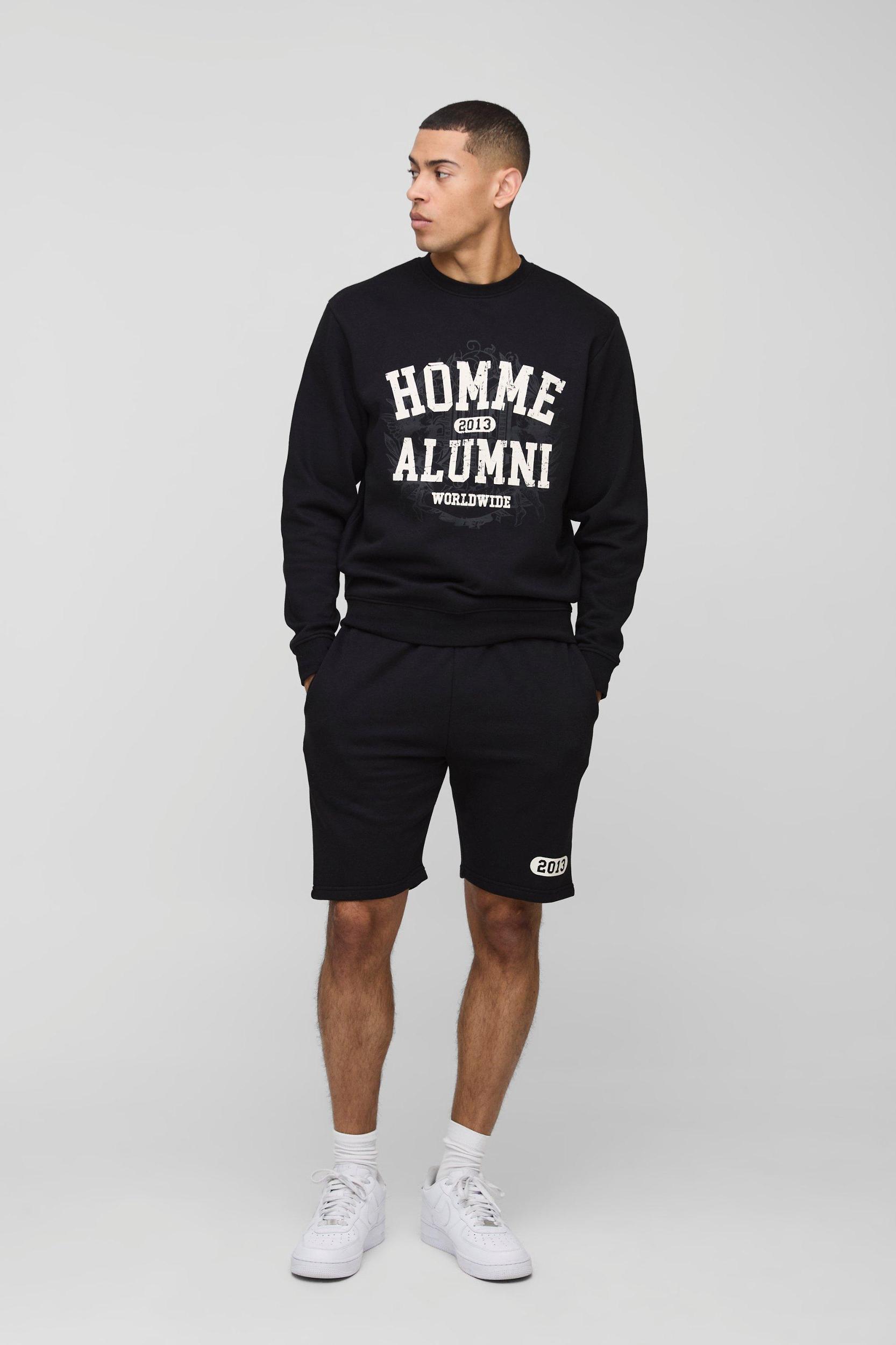 Slim Fit Homme Sweatshirt Short Tracksuit | boohooMAN USA Product Image