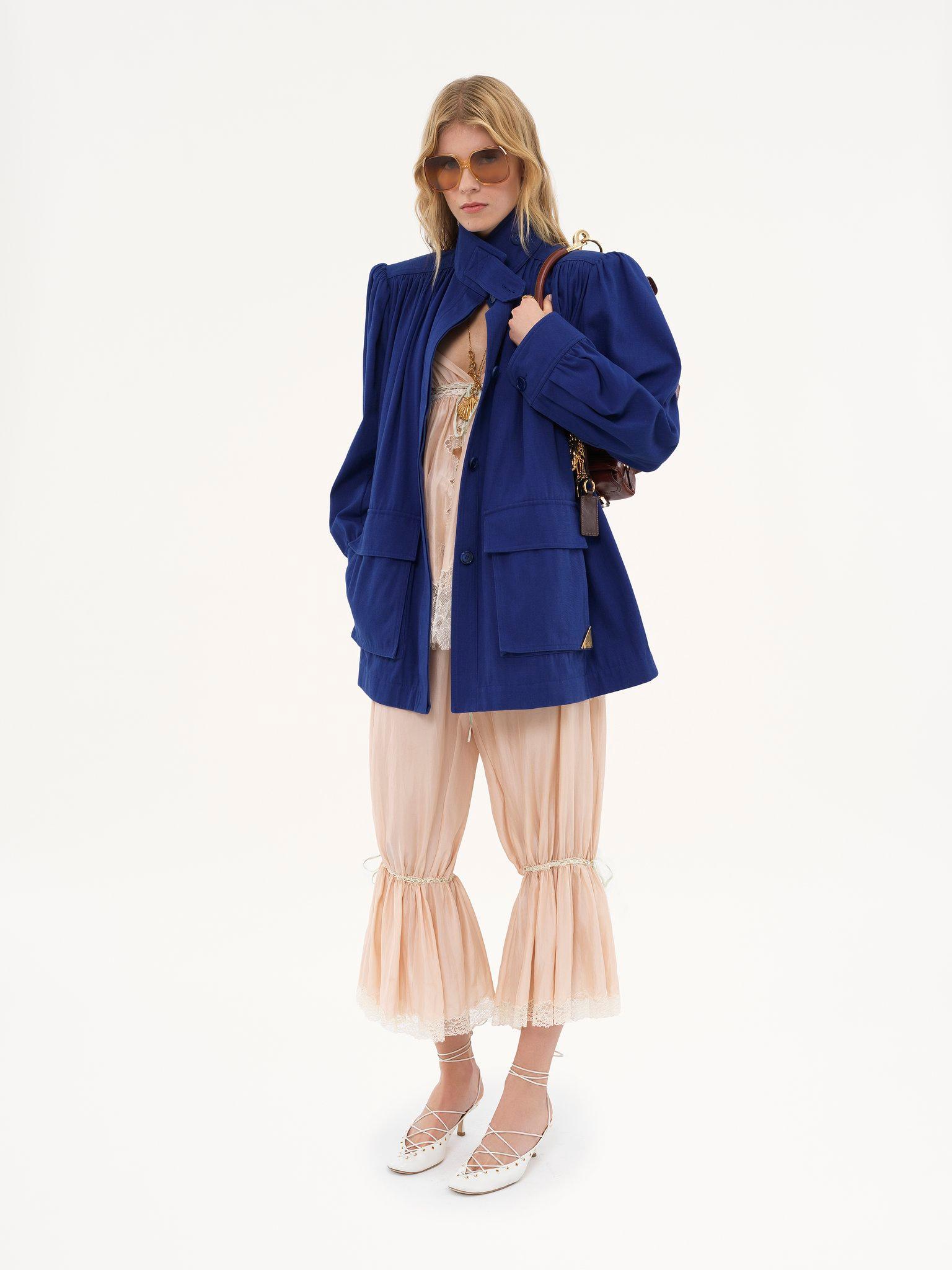 High-neck utilitarian jacket in cotton canvas Product Image