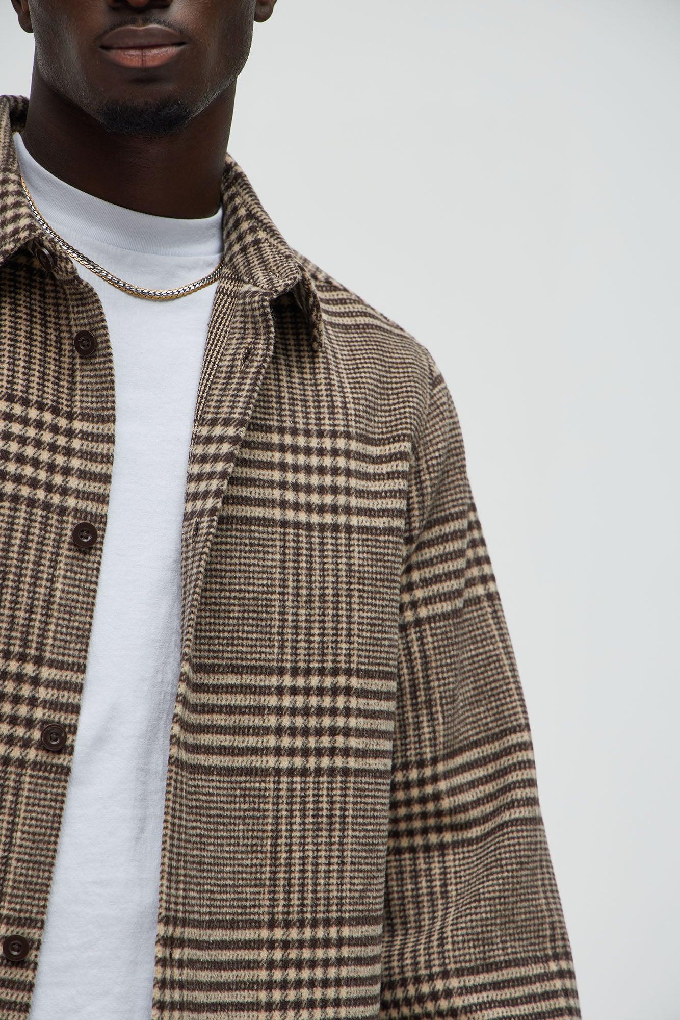 Be Forever Plaid Button Up Shirt - Brown/combo Product Image