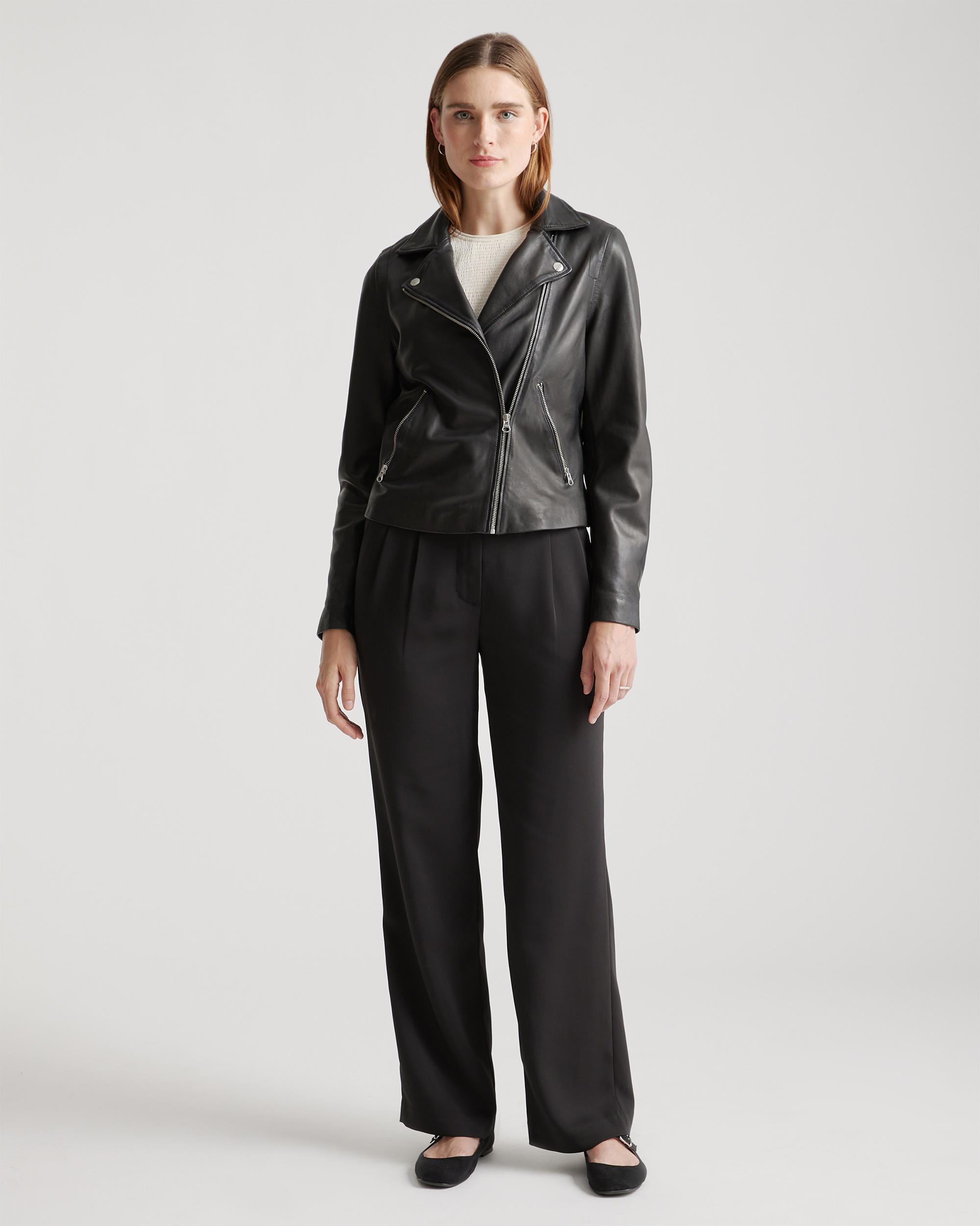 Quince | Women's 100% Washed Leather Biker Jacket Size XL Product Image