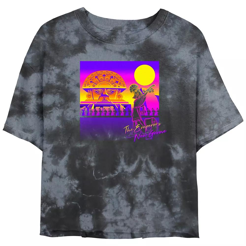 Disney's The Emperor New Groove Kuzco's Palace Juniors' Cropped Graphic Tee Top Bombard Wash Juniors' Graphic Tee, Women's, Size: XL, Black Grey Product Image