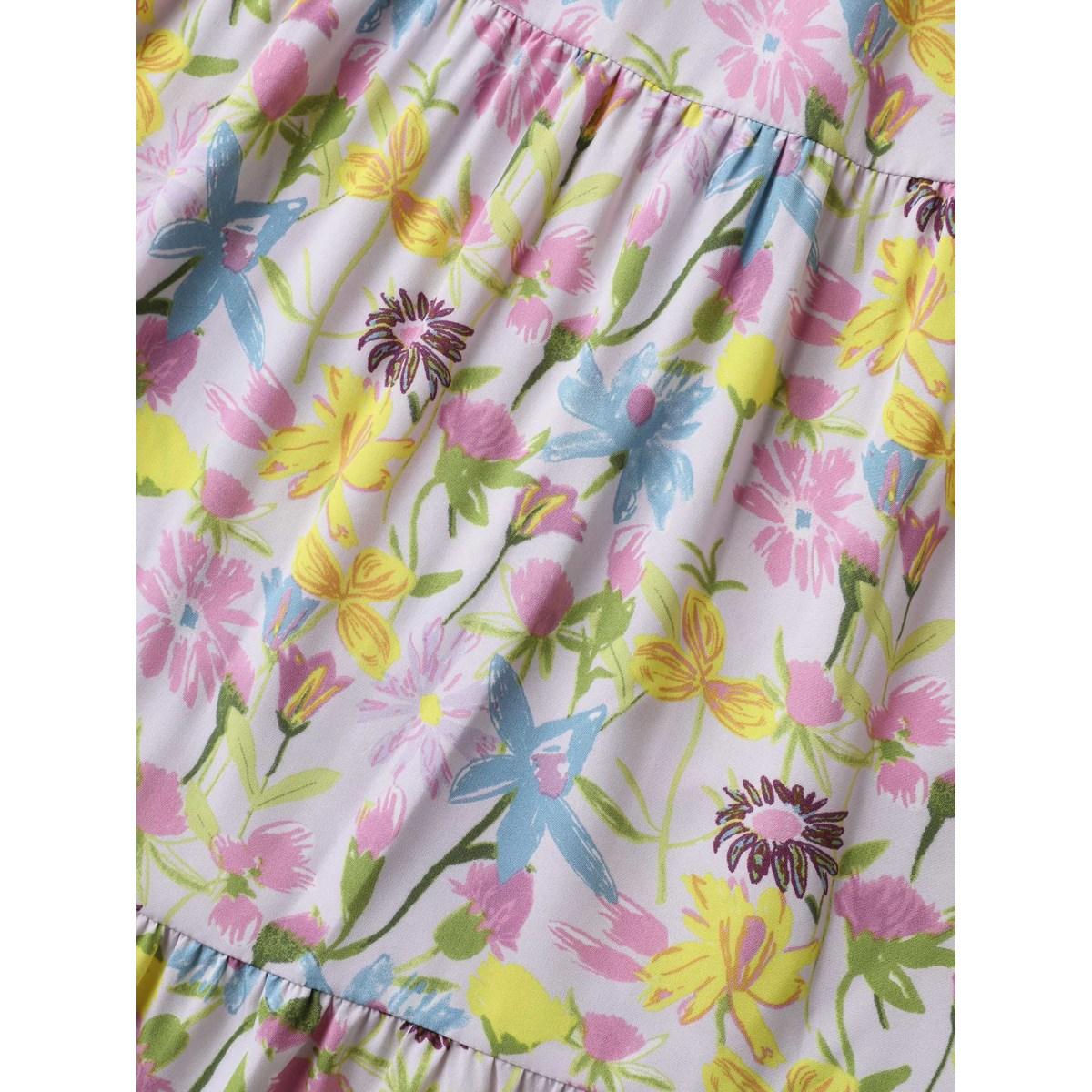 Plus Size Floral Print Round Neck Tiered Maxi Dress Lavender Women Round Neck Sleeveless Curvy BloomChic 26/4X Product Image