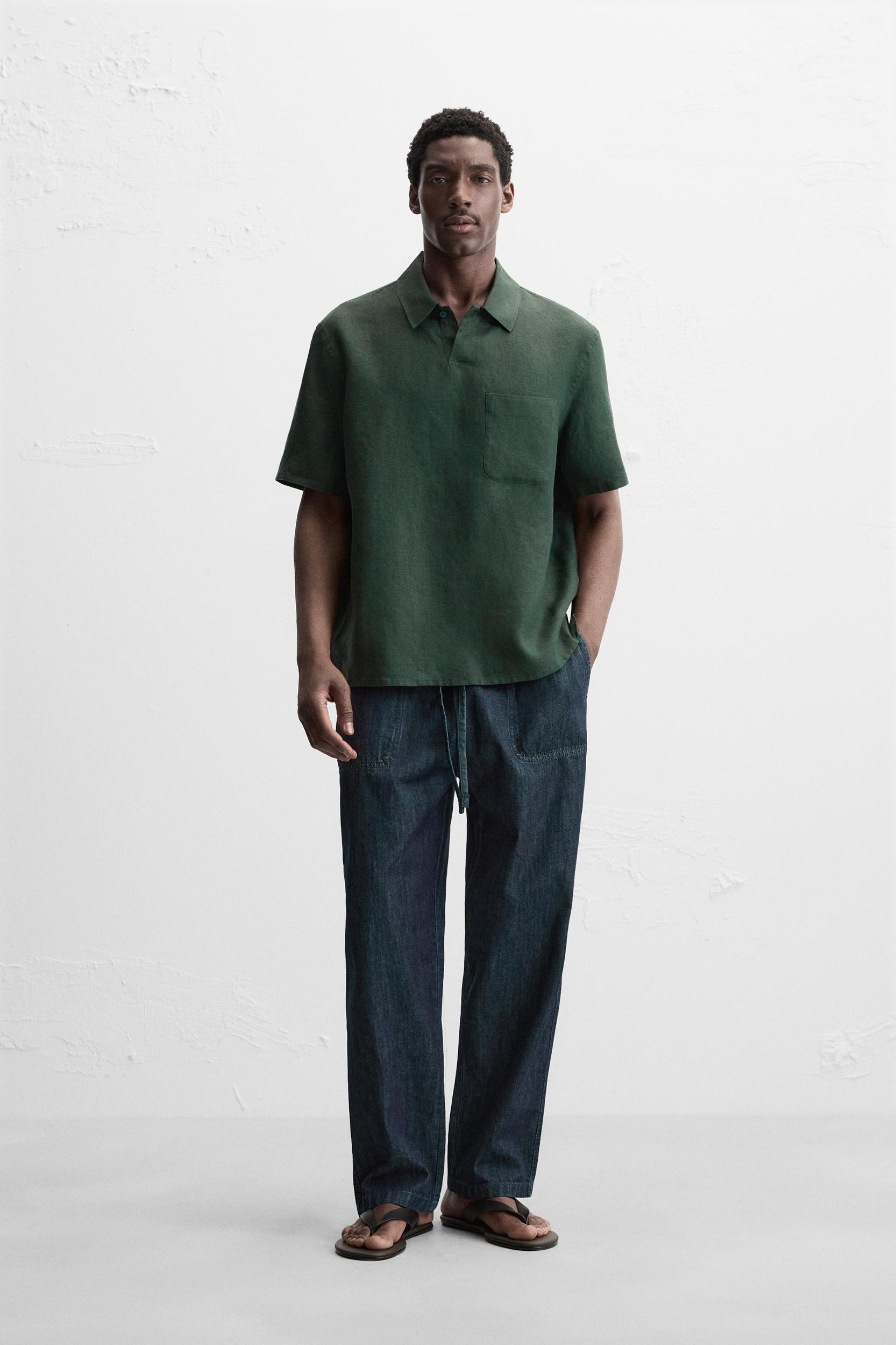 100% LINEN POLO SHIRT Product Image