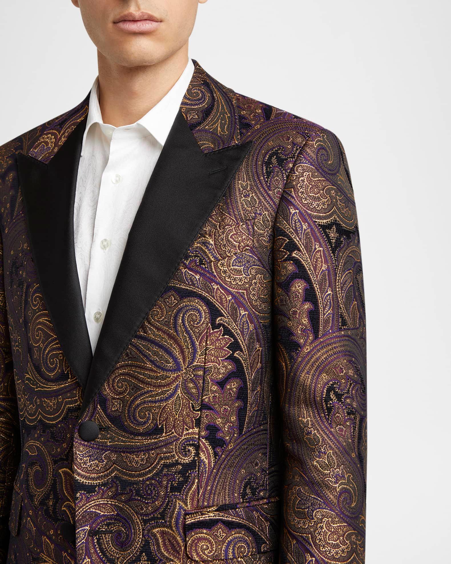 Men's Ornate Jacquard Peak-Lapel Evening Jacket Product Image