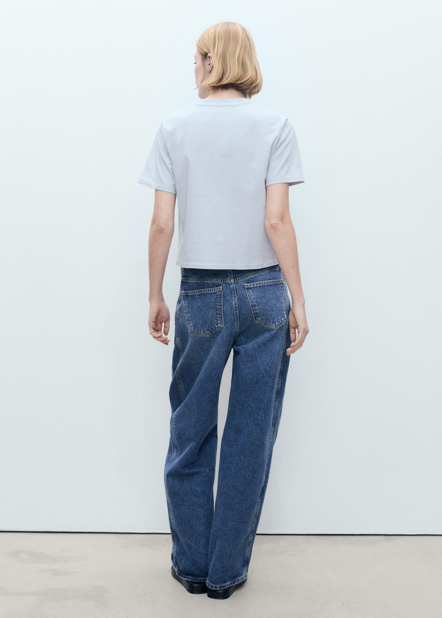 Cotton t-shirt with flower detail - Women | MANGO USA Product Image