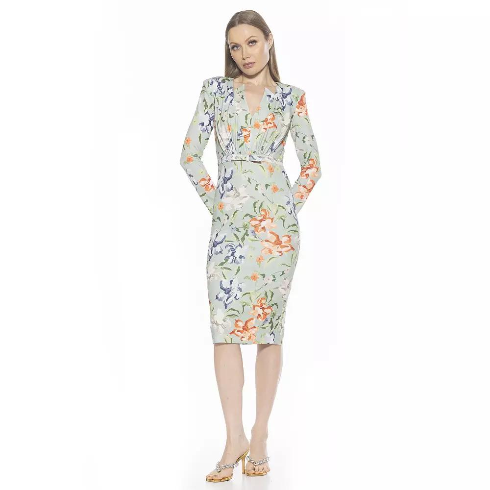 Women's ALEXIA ADMOR Crysta Draped-Sleeve Midi Sheath Dress,  Product Image