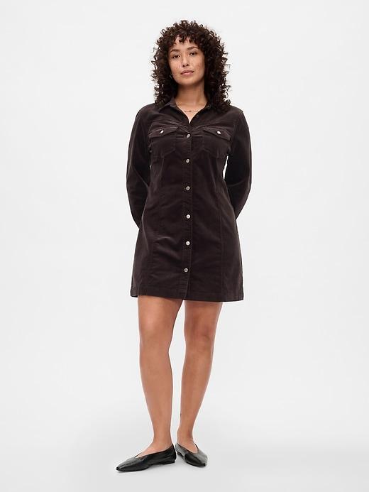 Velvet Denim Mini Shirtdress Product Image