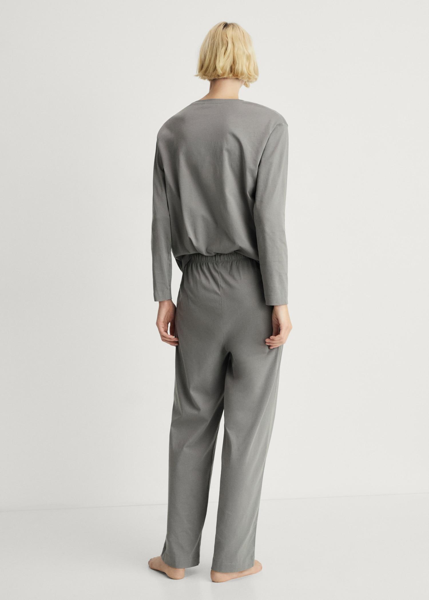 Two-piece plain cotton pajama set - Women | MANGO USA Product Image