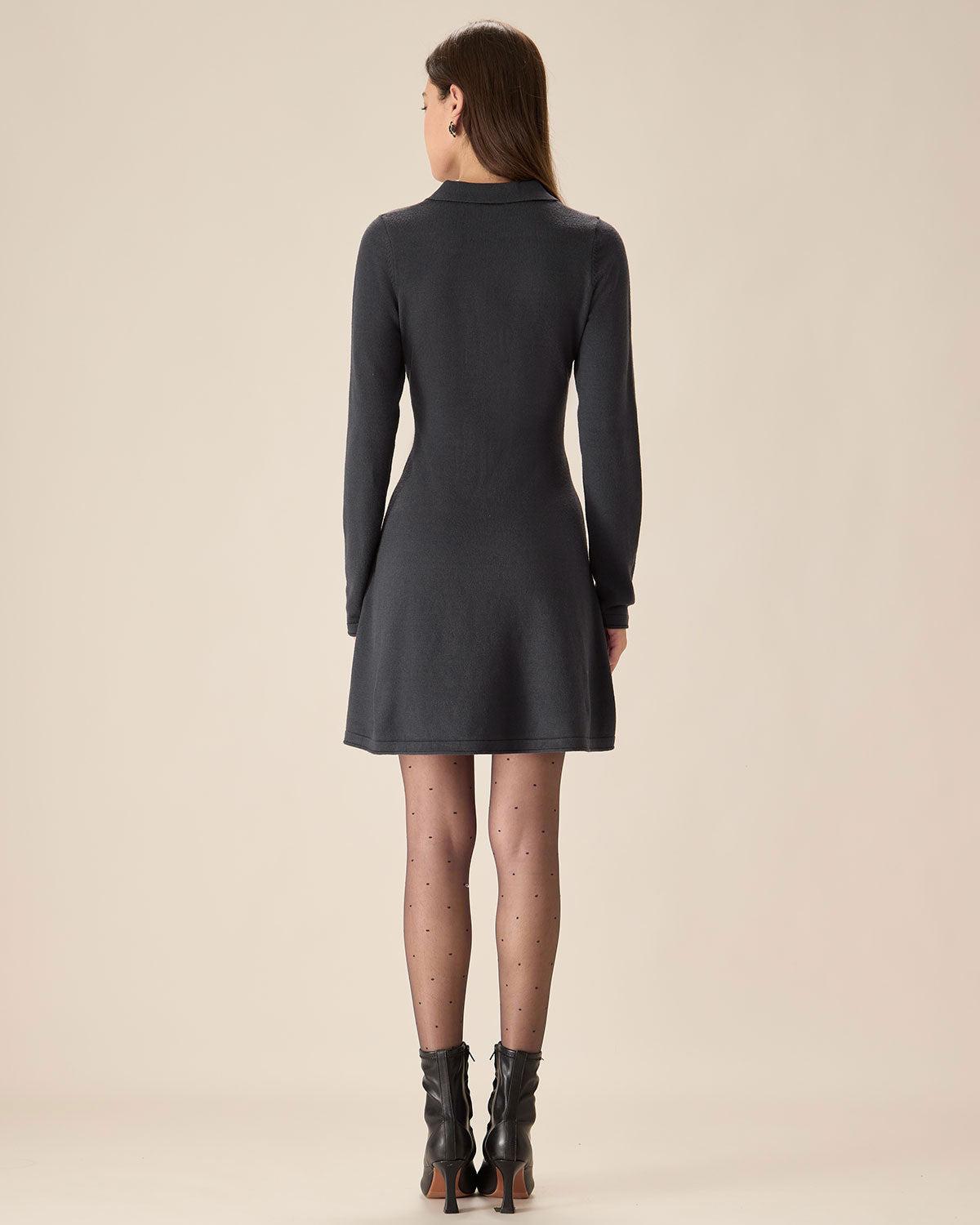 Grey Pleated Sweater Mini Dress Product Image