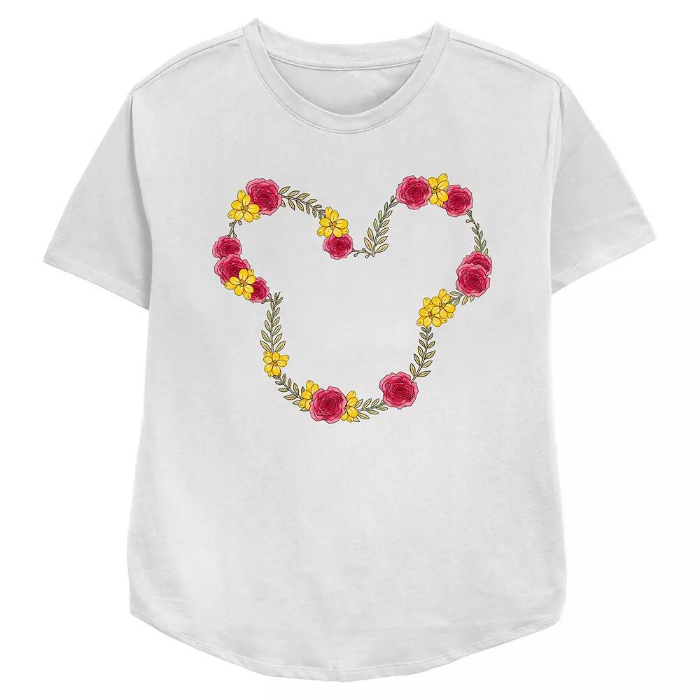 Disney's Mickey Mouse June Floral Wreath Women's Relaxed Fit Graphic Tee,  Product Image
