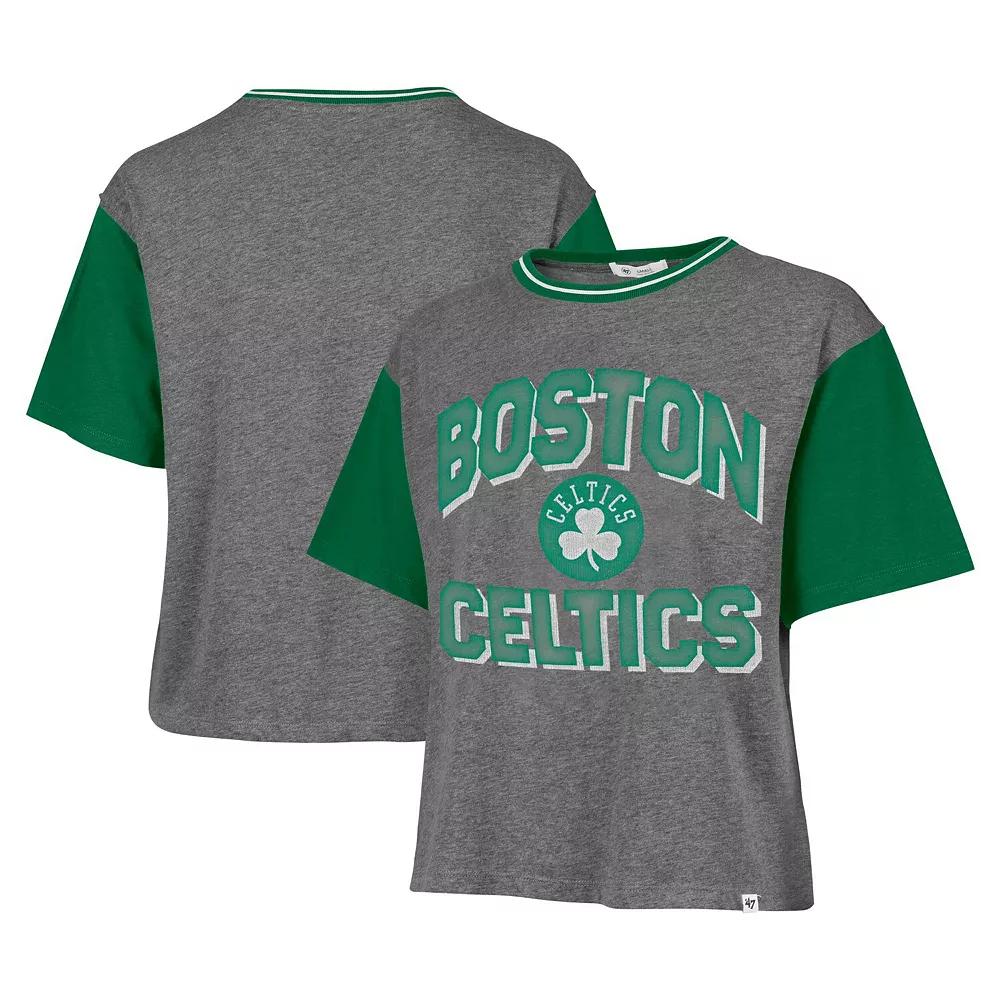 Women's '47  Gray Boston Celtics Rise Clubhouse Ziggy Color Block T-Shirt, Size: XL, Grey Product Image