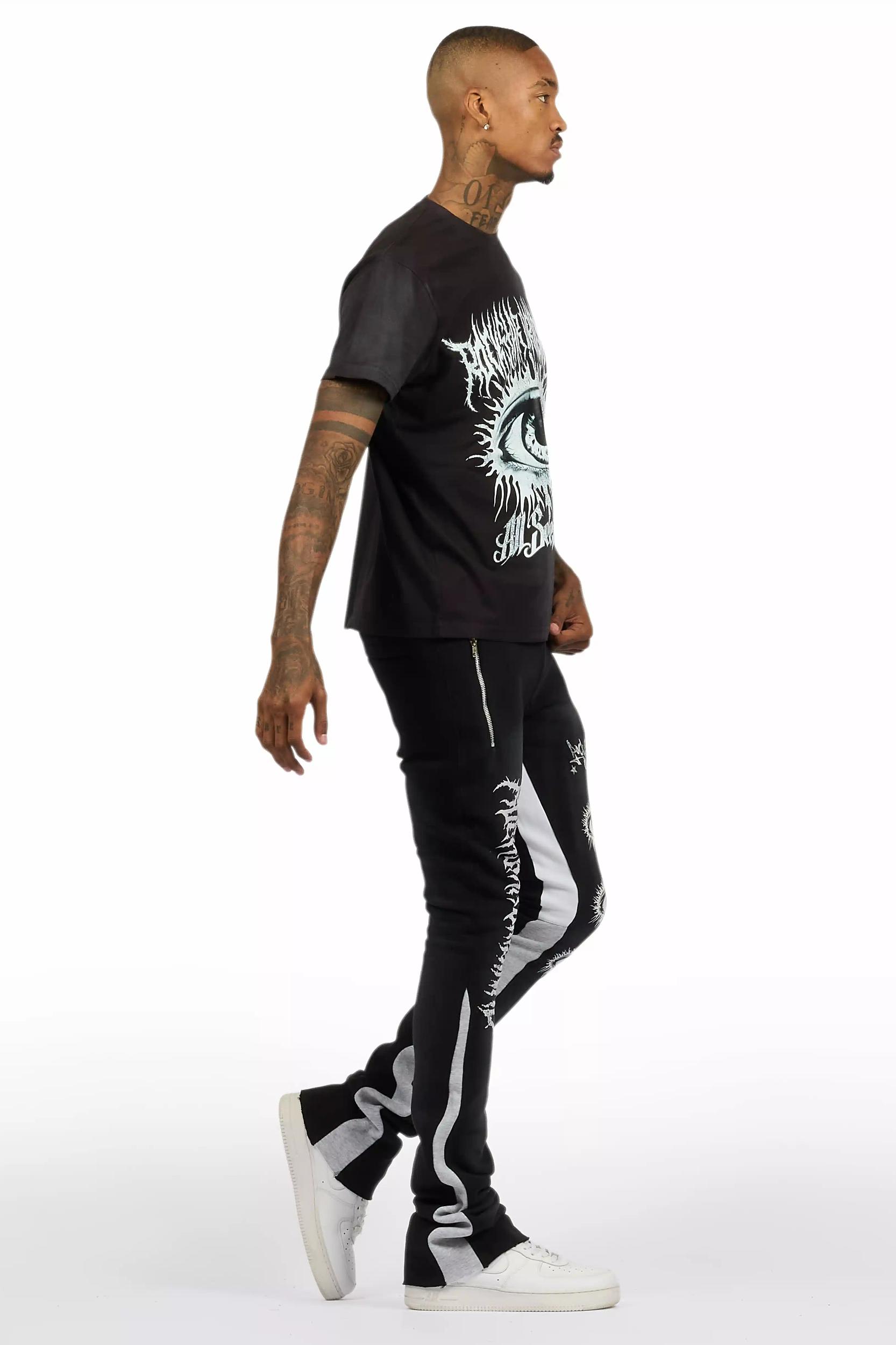 All Seeing Eyes Black T-Shirt/Stacked Flare Track Set Male Product Image