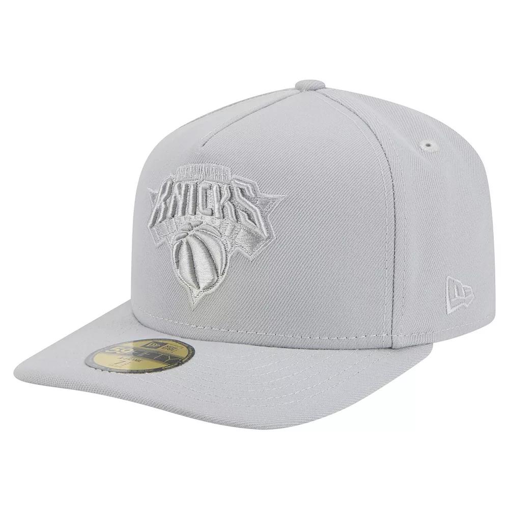 Men's New Era  Gray New York Knicks Colorpack A-Frame Pinch Front 59FIFTY Fitted Hat, Size: 7 1/4, Grey Product Image