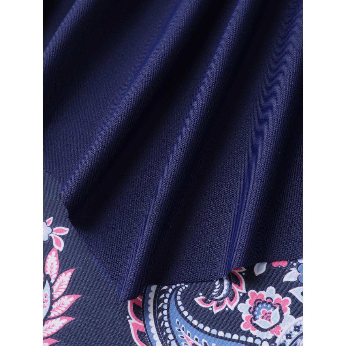 Plus Size Paisley Print Ruched One-Piece Swimsuit Women's Swimwear Indigo Resort Gathered Curve Bathing Suits High stretch One Pieces BloomChic 22-24/3X Product Image